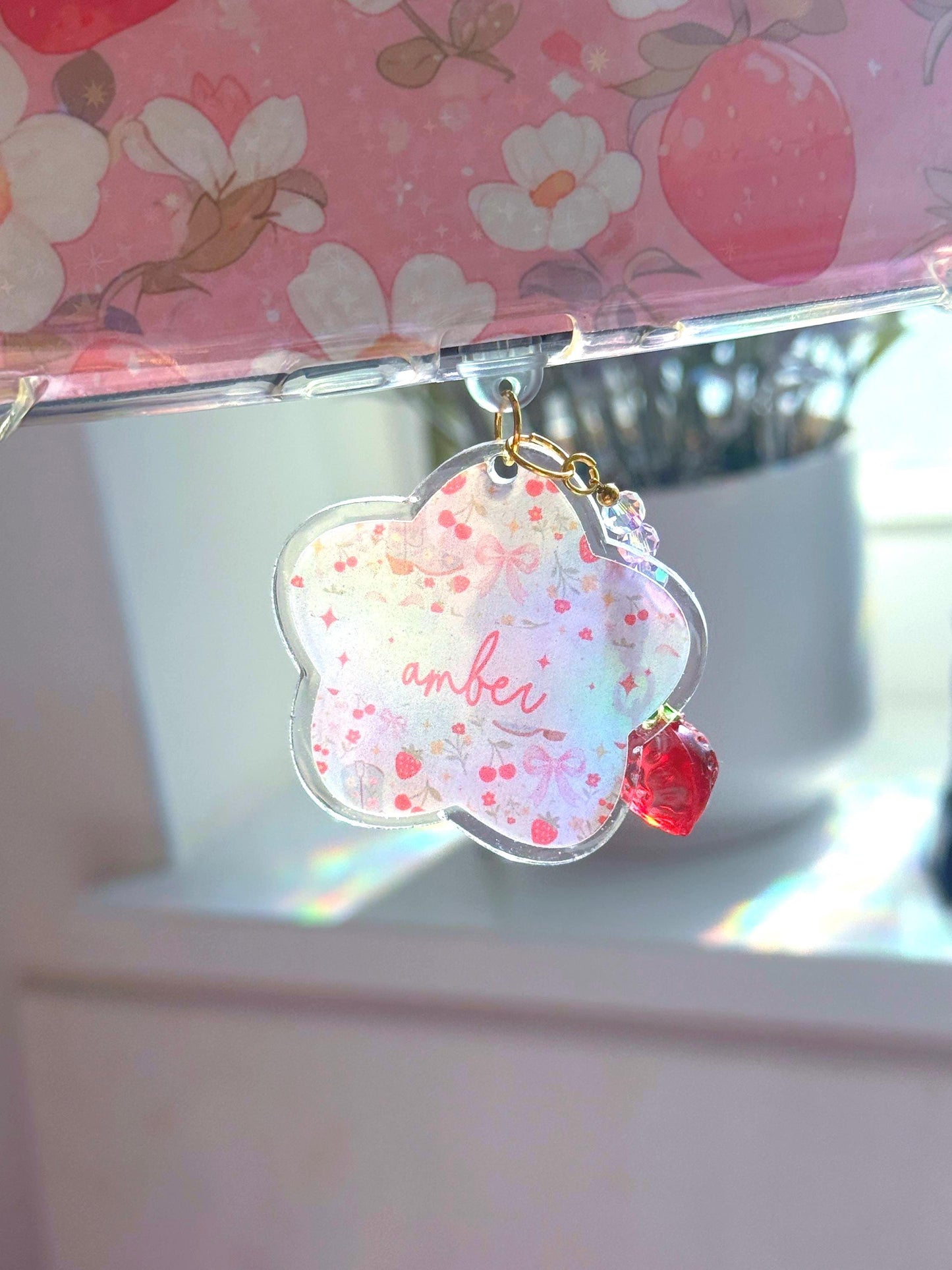 Personalized Strawberry Kindle Dust Plug Charm, Cute Tablet & Phone Accessories, Plug Charm Cover, Book Lover Gift, Resin Kindle Charm