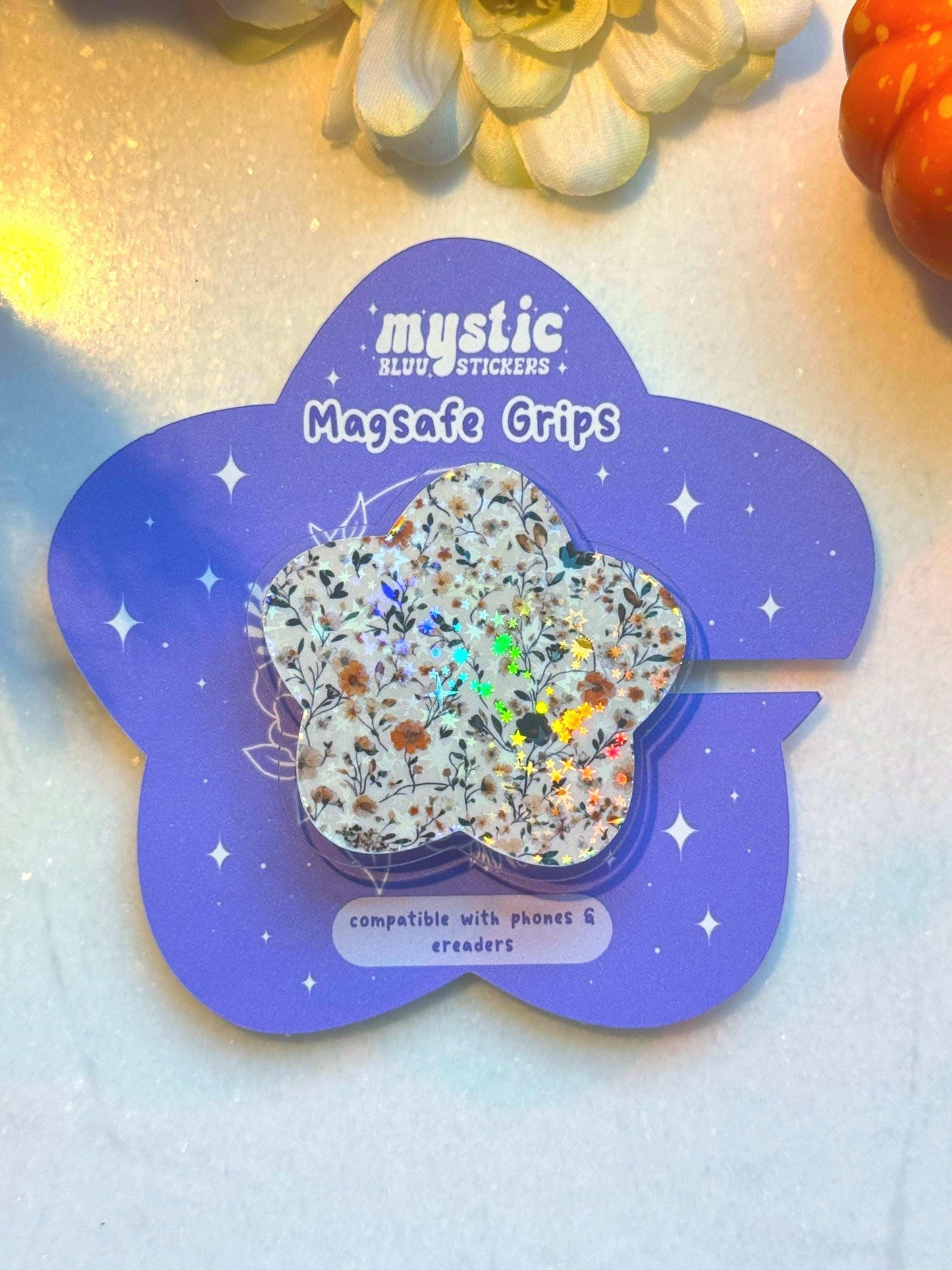 Floral Magsafe Kindle Grip, Phone Grips, Cozy Bookish Accessory, Bookworm Gift, Vintage Aesthetic Ereader Accessories