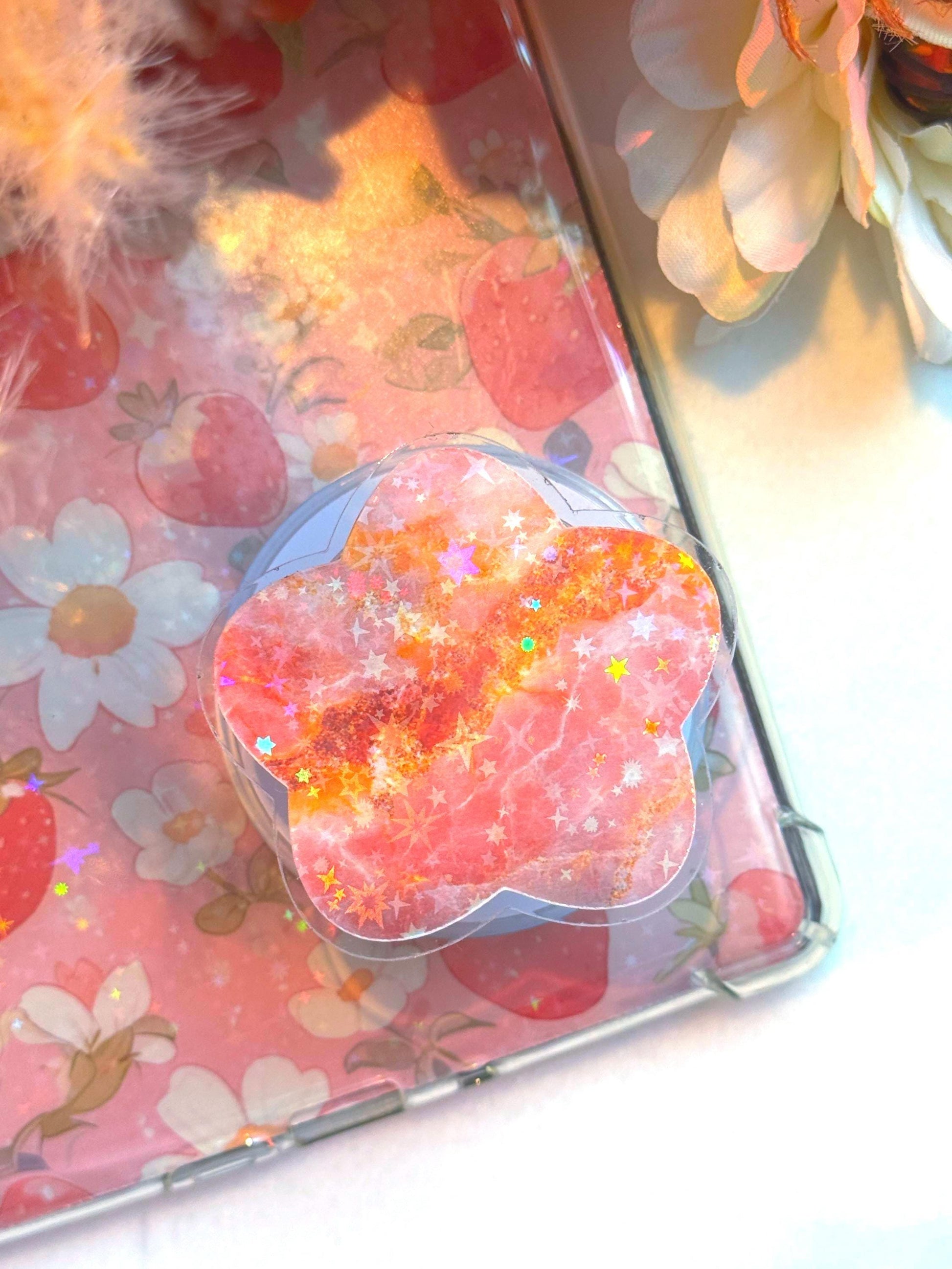 Pink Marble MagSafe Kindle Grip: Starry E-Reader Phone Accessory