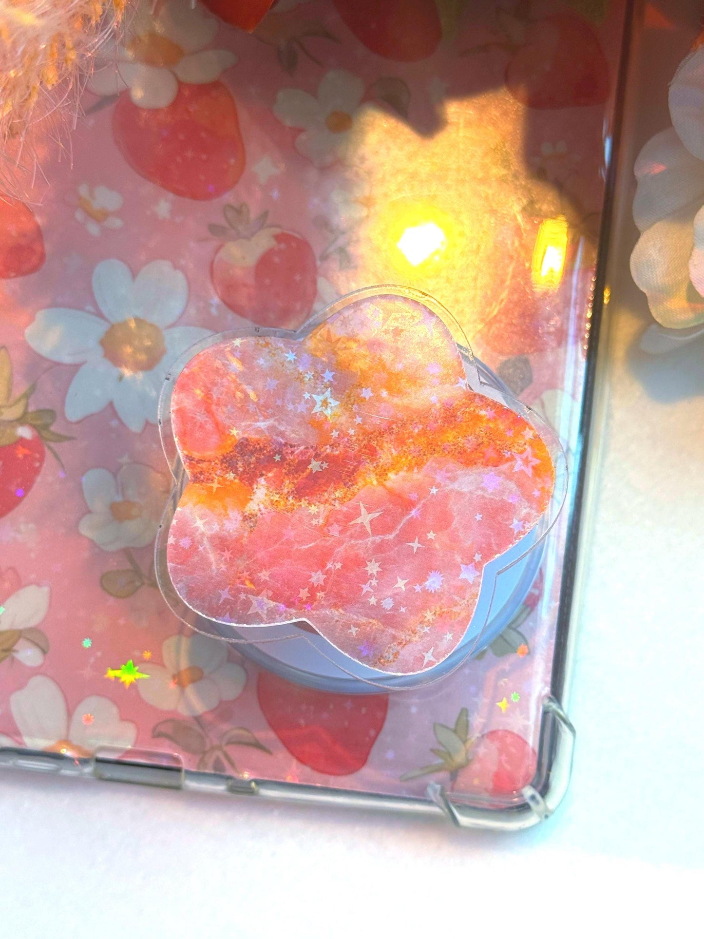 Pink Marble MagSafe Kindle Grip: Starry E-Reader Phone Accessory