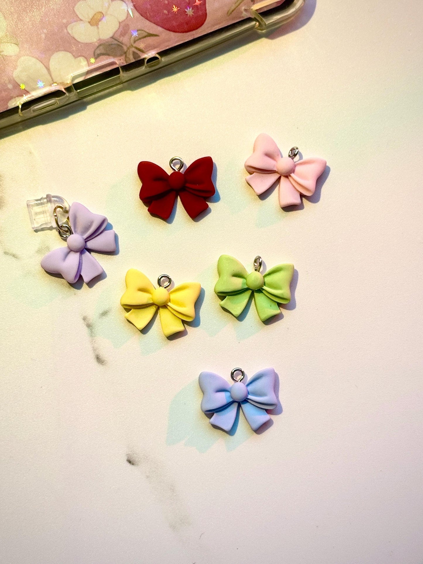 Pastel Bow Dust Plug Charm: Kawaii USB-C Phone, Tablet, Kindle Cover