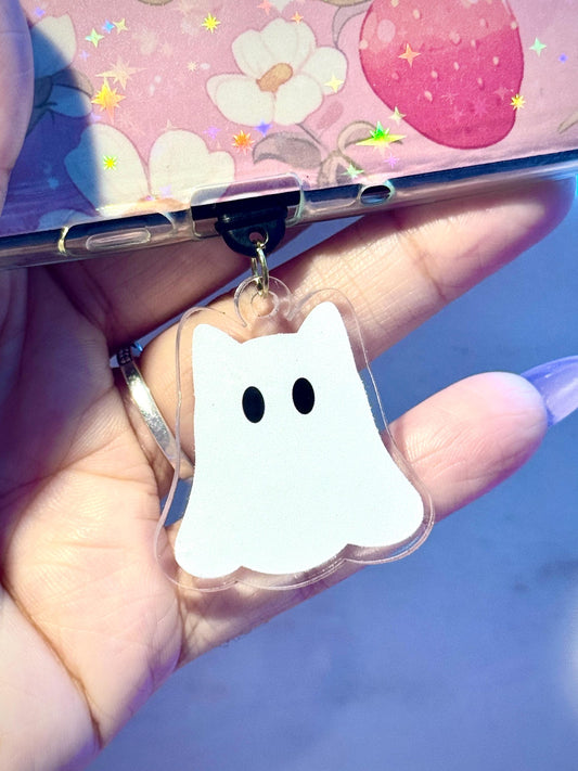 Ghost Cat Kindle Dust Plug Charm – Kindle, Tablet, and Phone Acrylic USB-C Accessory