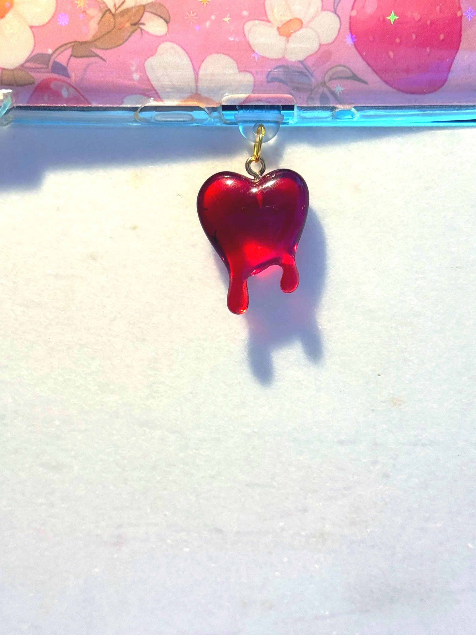 Red Bleeding Heart Kindle Charm: Gothic Bookish Accessory