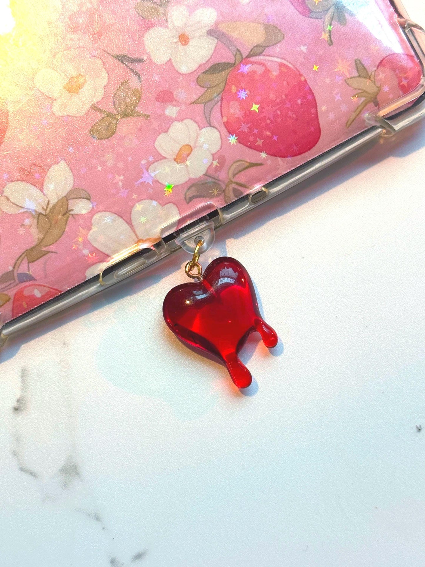 Red Bleeding Heart Kindle Charm: Gothic Bookish Accessory