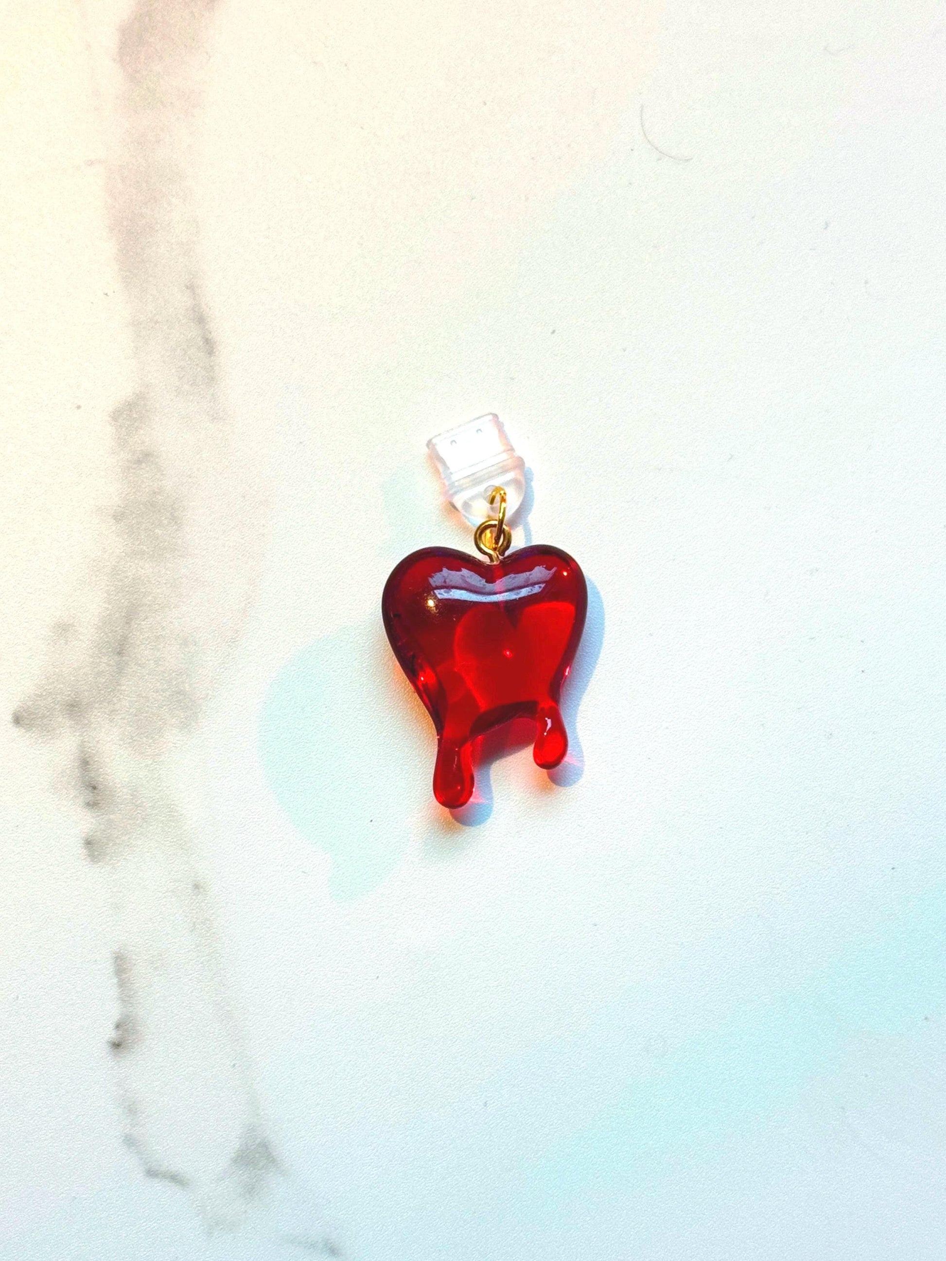 Red Bleeding Heart Kindle Charm: Gothic Bookish Accessory