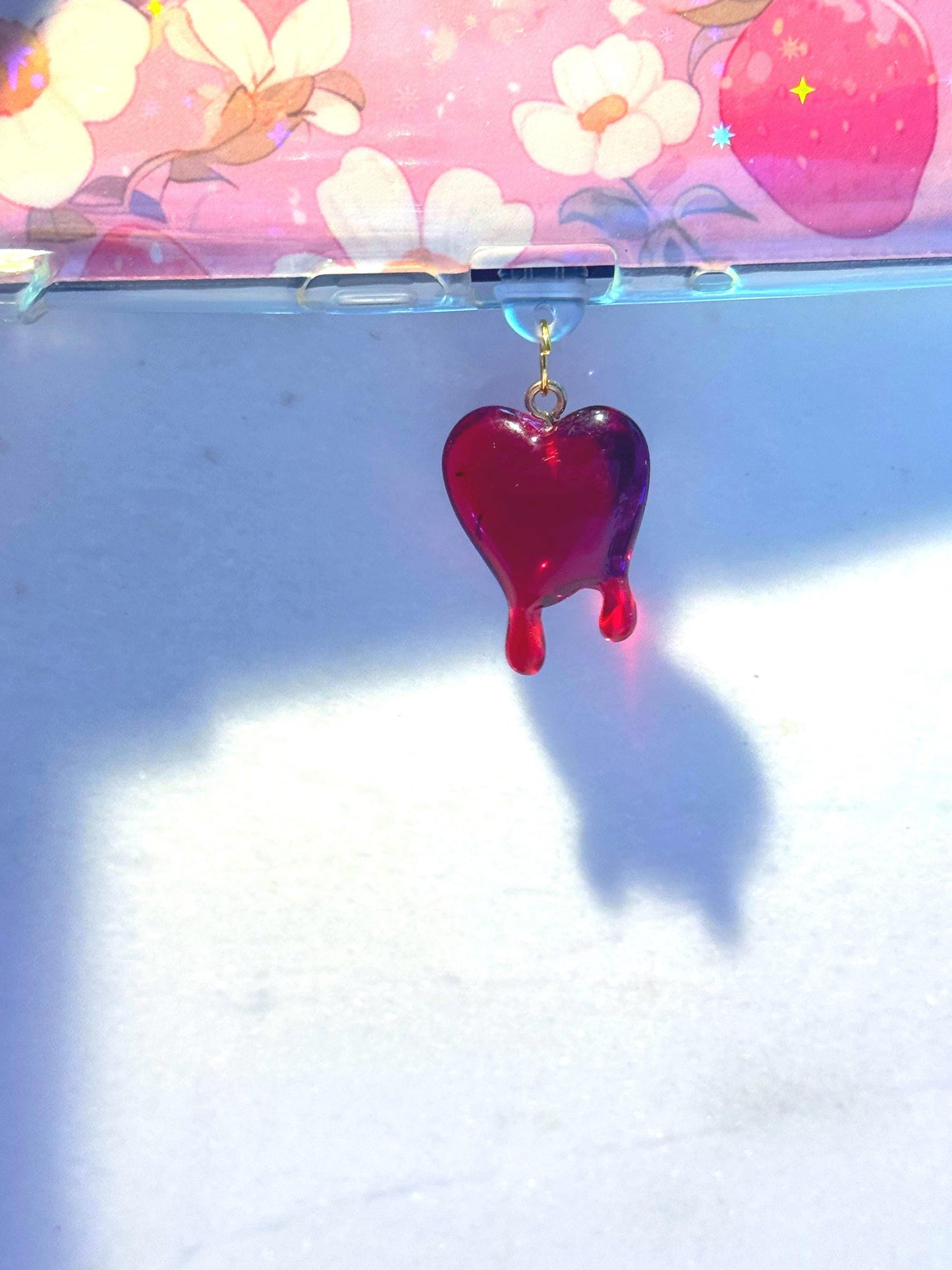 Red Bleeding Heart Kindle Charm: Gothic Bookish Accessory