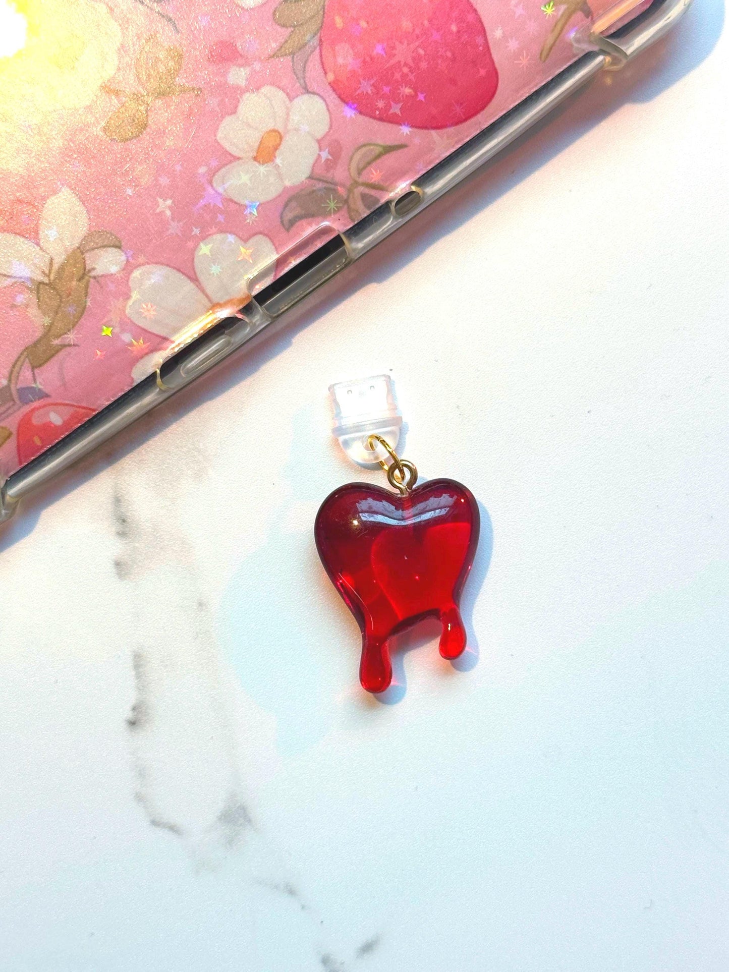 Red Bleeding Heart Kindle Charm: Gothic Bookish Accessory