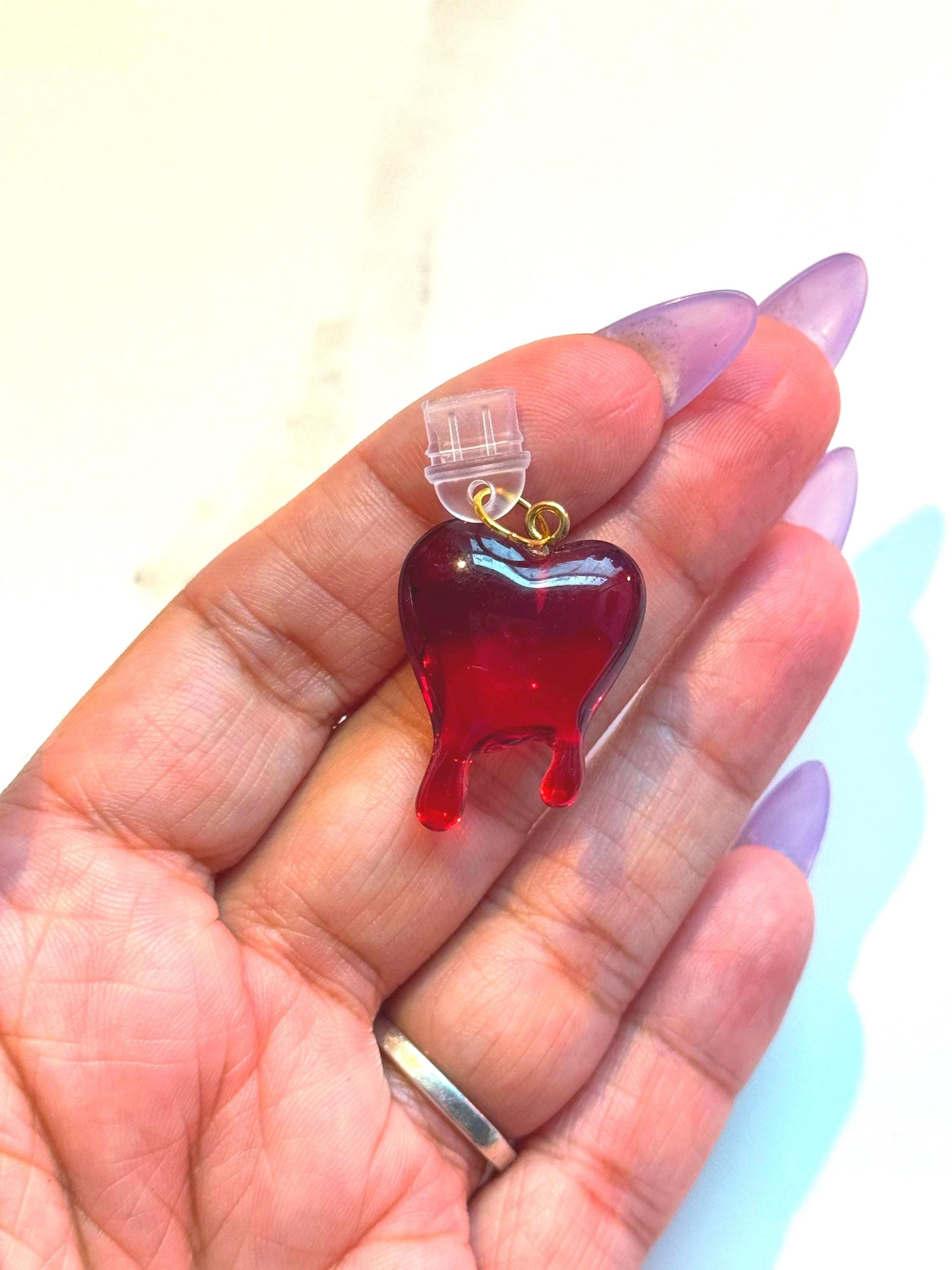 Red Bleeding Heart Kindle Charm: Gothic Bookish Accessory