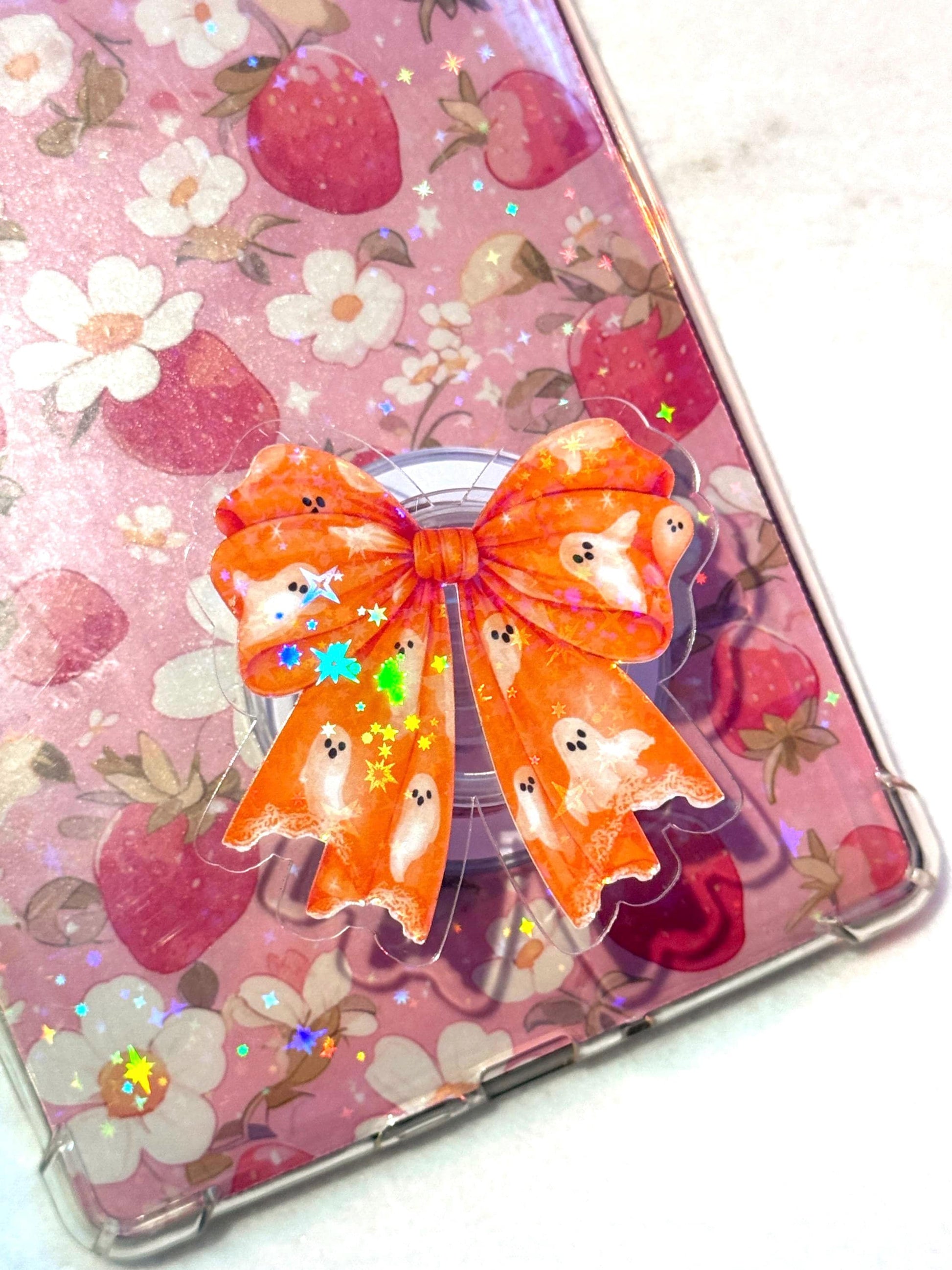 Ghost Bow Magsafe Phone Grip: Spooky Bookish Kindle Accessory