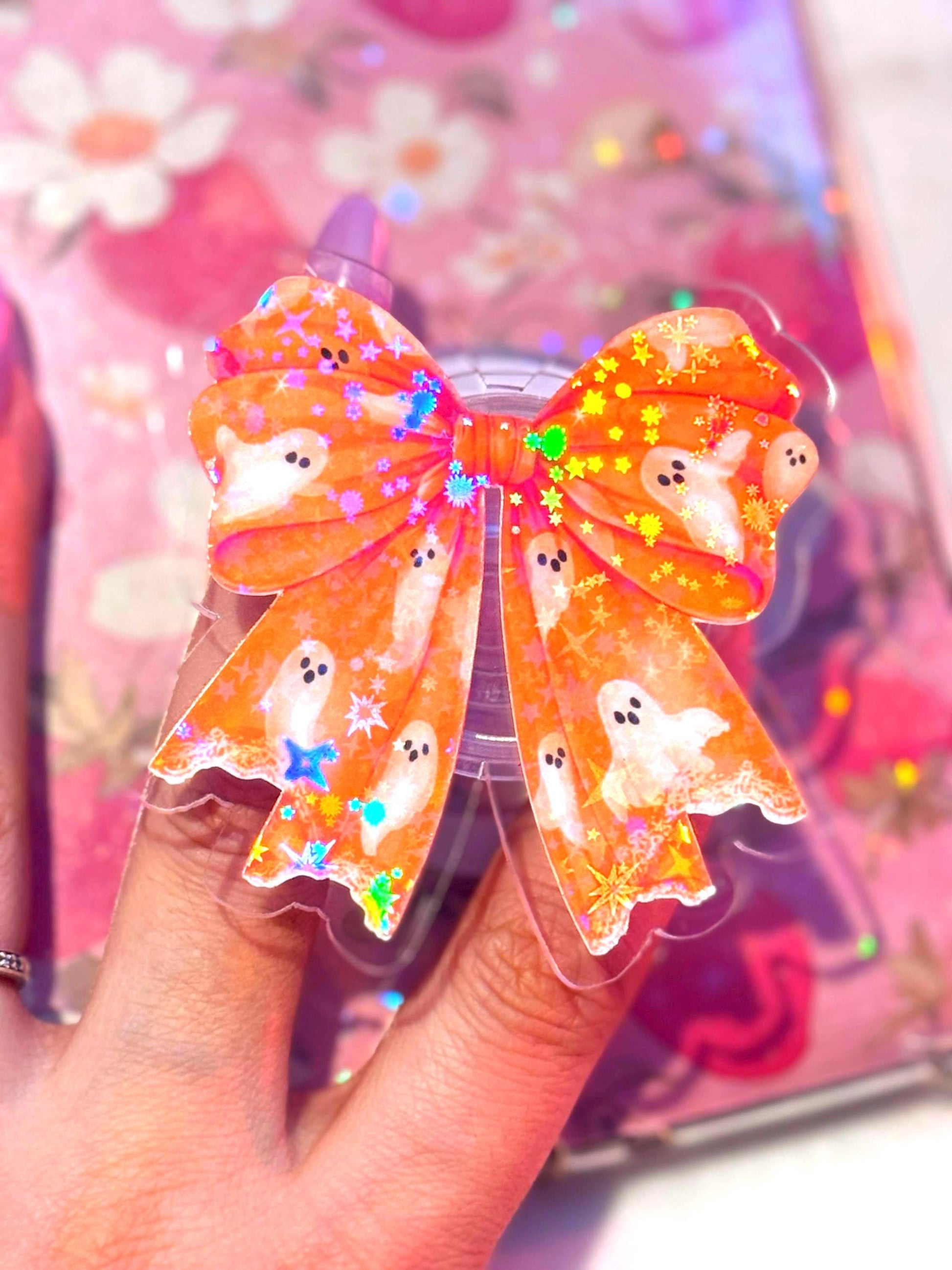 Ghost Bow Magsafe Phone Grip: Spooky Bookish Kindle Accessory