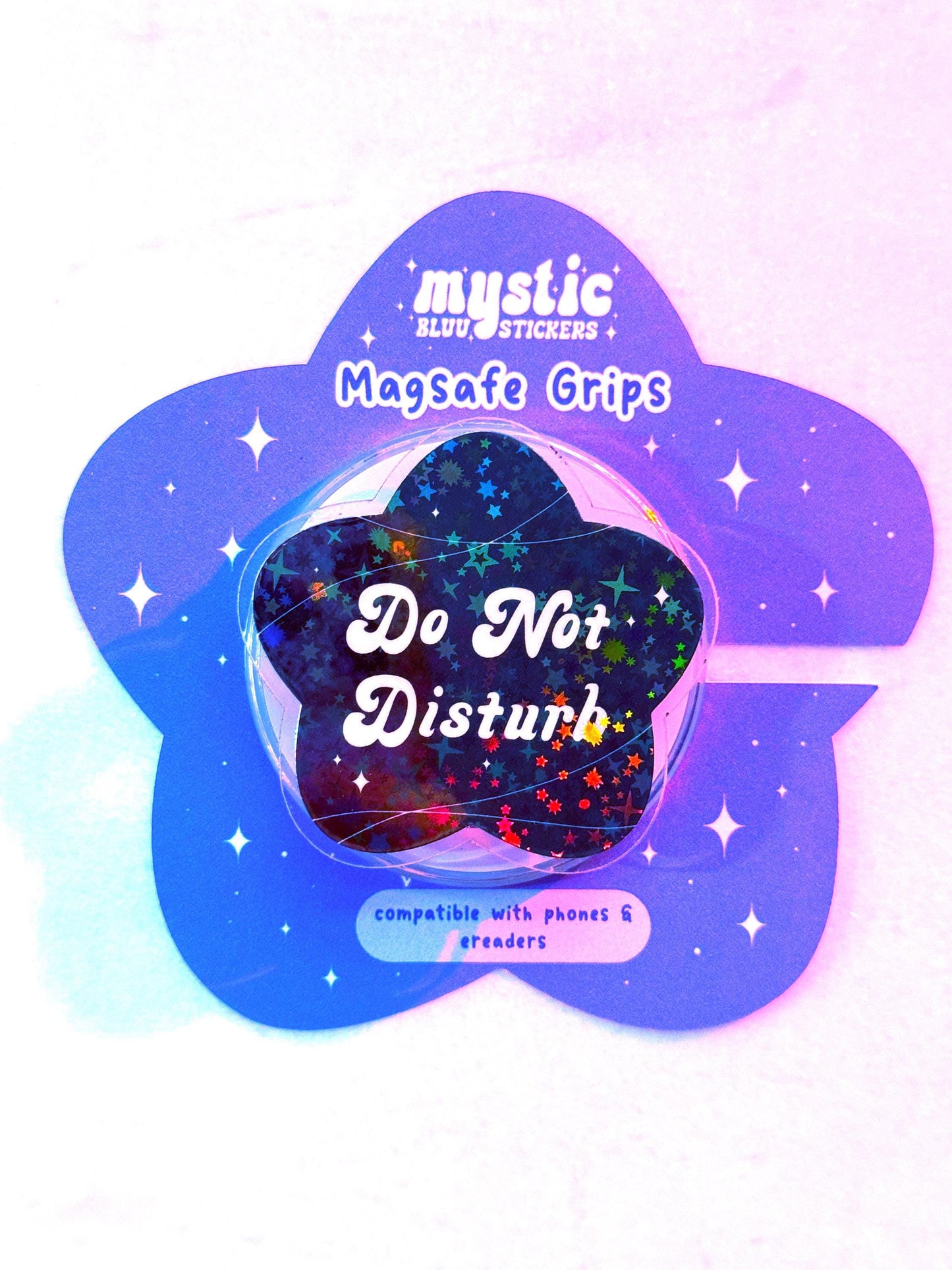 Holographic Do Not Disturb MagSafe Phone Grip: Bookish Kindle/Tablet Stand