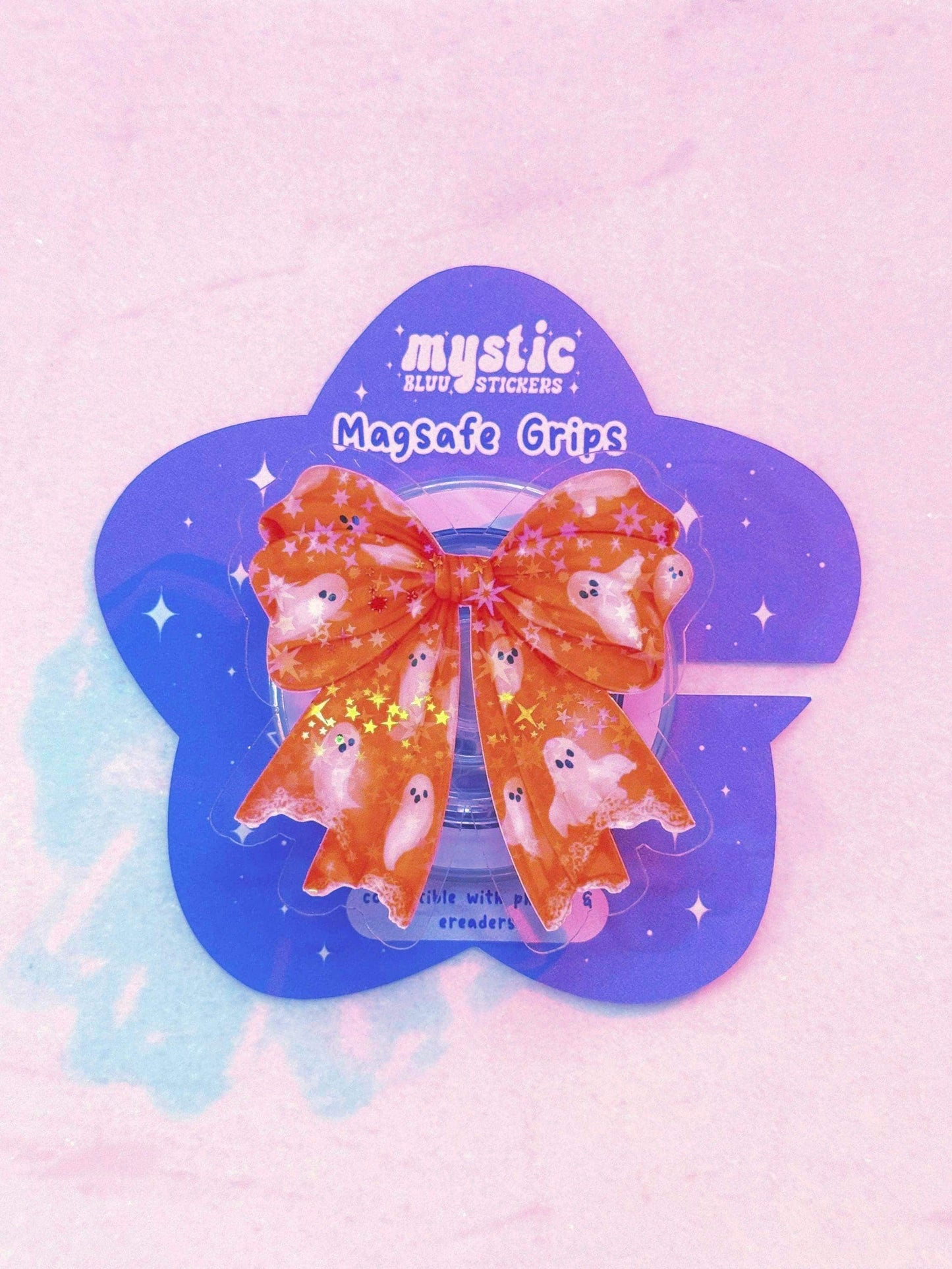 Ghost Bow Magsafe Phone Grip: Spooky Bookish Kindle Accessory