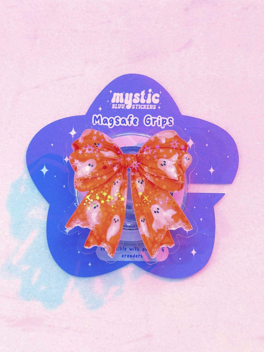 Ghost Bow Magsafe Phone Grip: Spooky Bookish Kindle Accessory