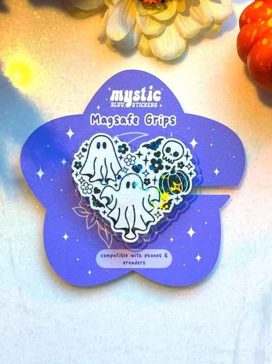 Halloween Ghost MagSafe Kindle Grip Spooky E-Reader & Phone Accessory