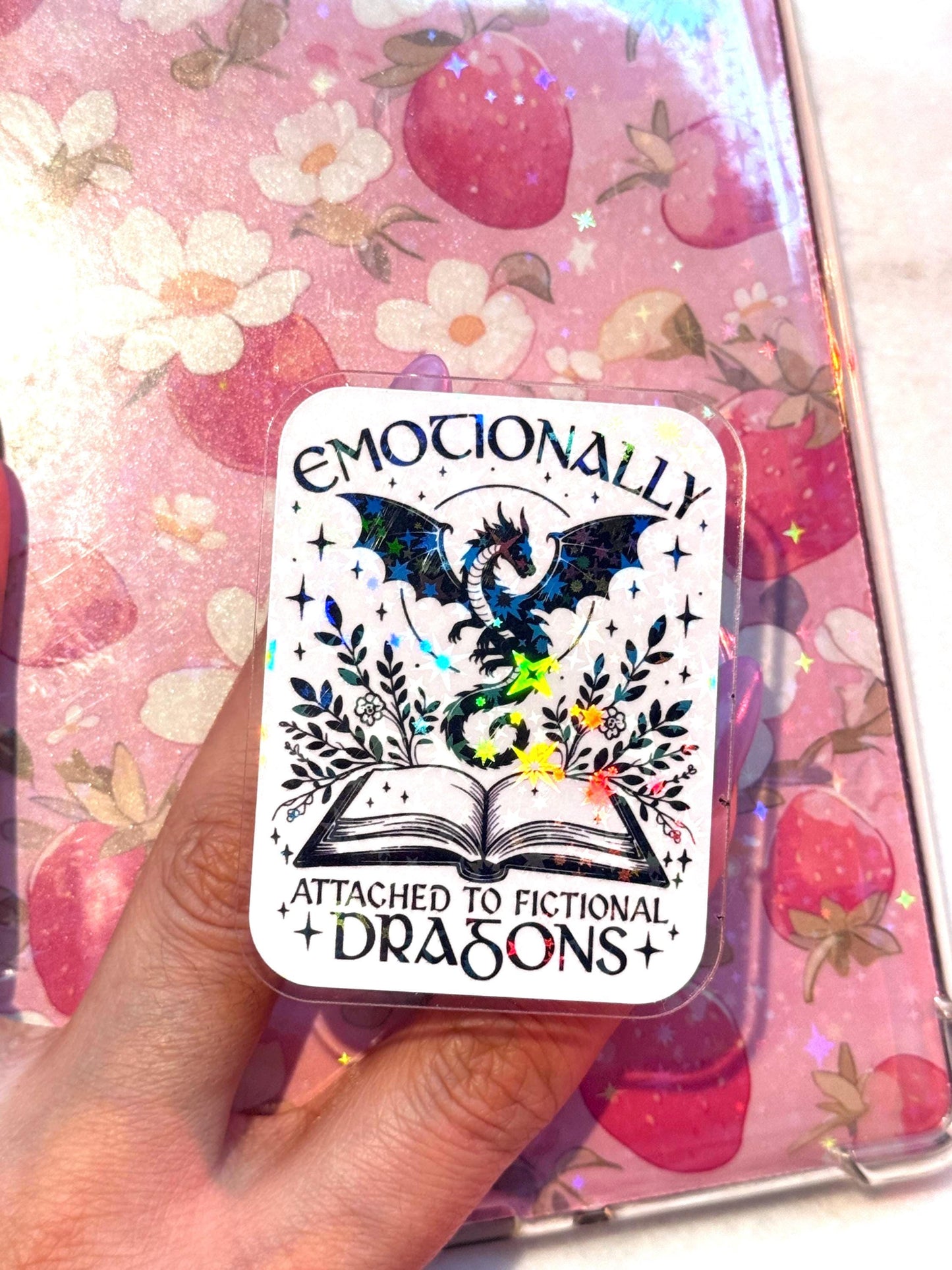 Emotionally Attached to Fictional Dragons Kindle Grip – Holographic MagSafe Phone & E-Reader Stand
