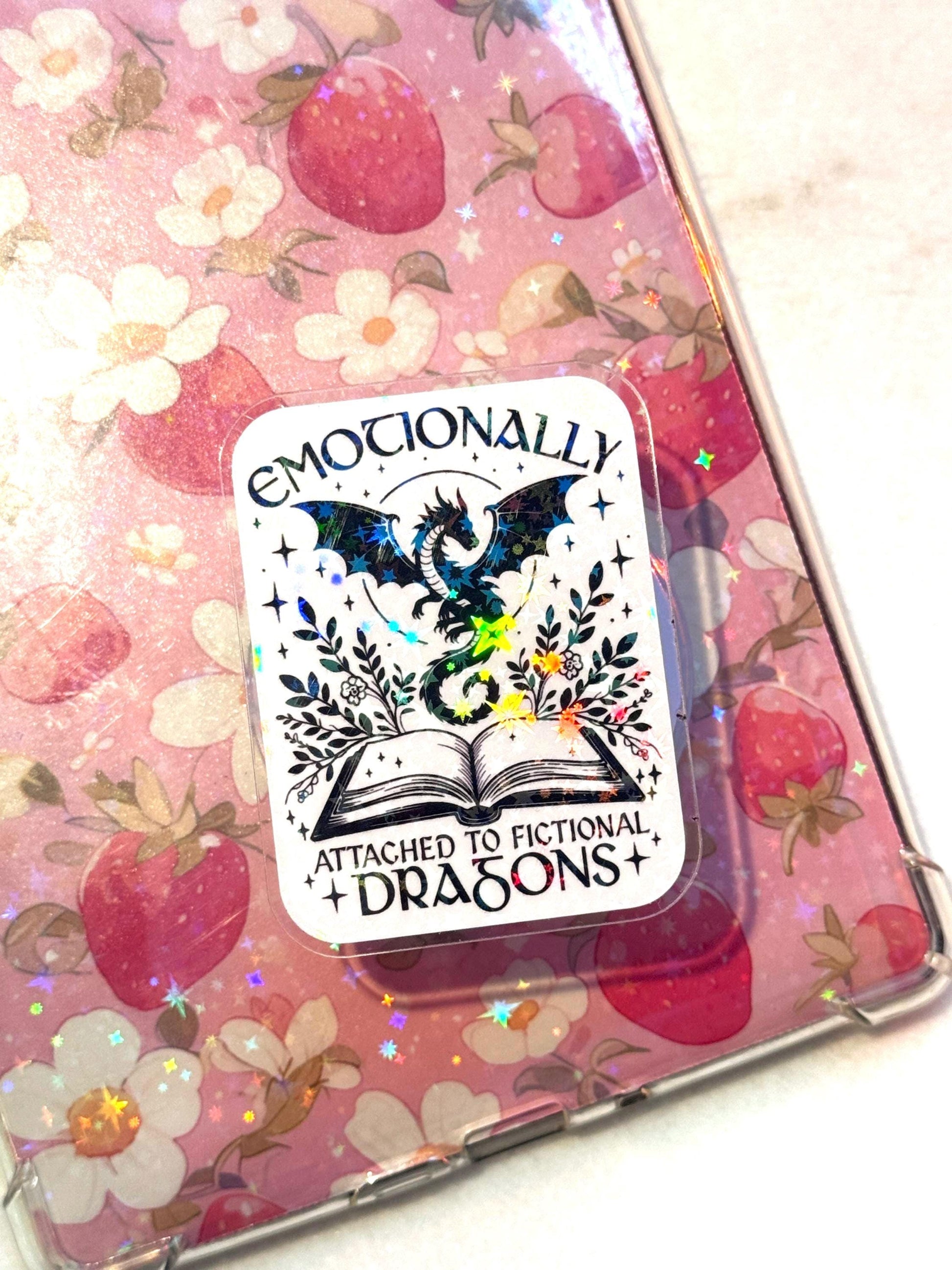 Emotionally Attached to Fictional Dragons Kindle Grip – Holographic MagSafe Phone & E-Reader Stand