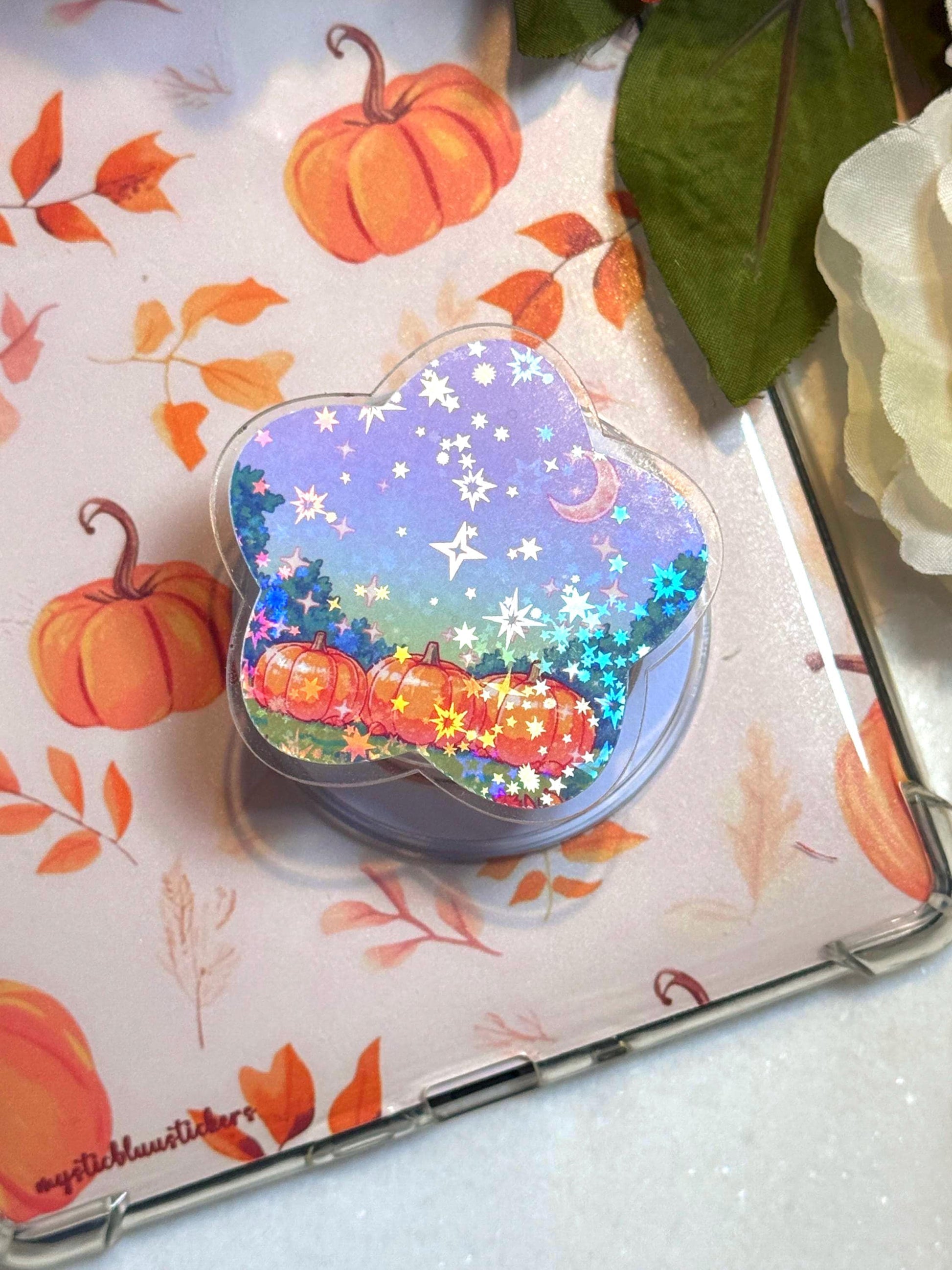 Holographic Pumpkin Field MagSafe Grip: Halloween Phone & Kindle Stand