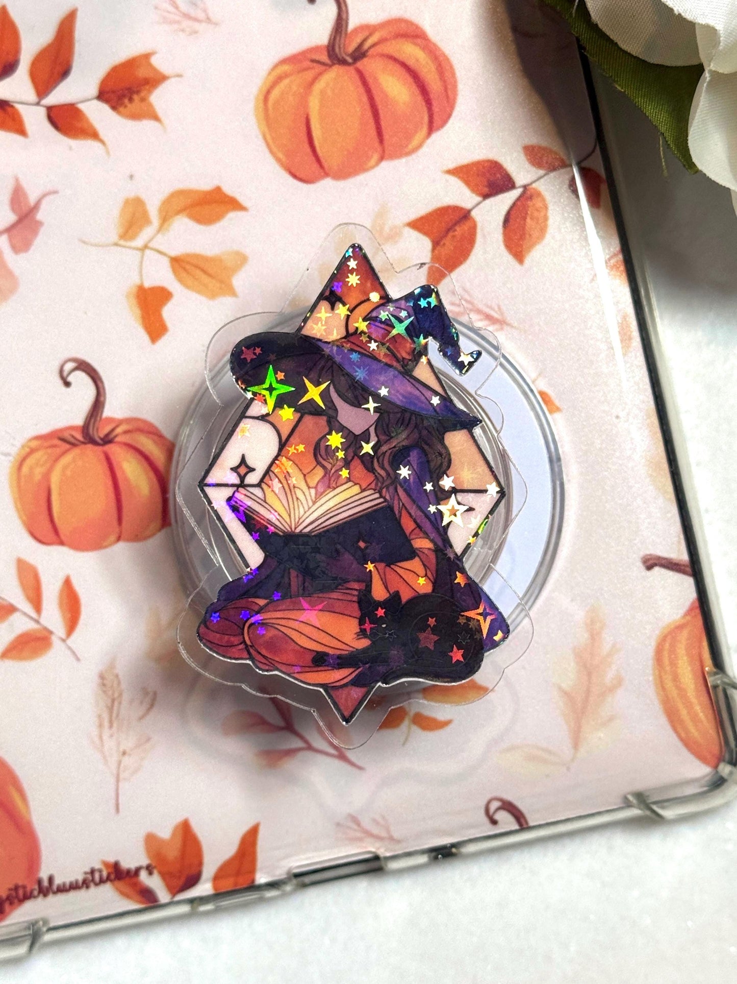 Witch MagSafe Phone Grip: Holographic Book Reader Accessory