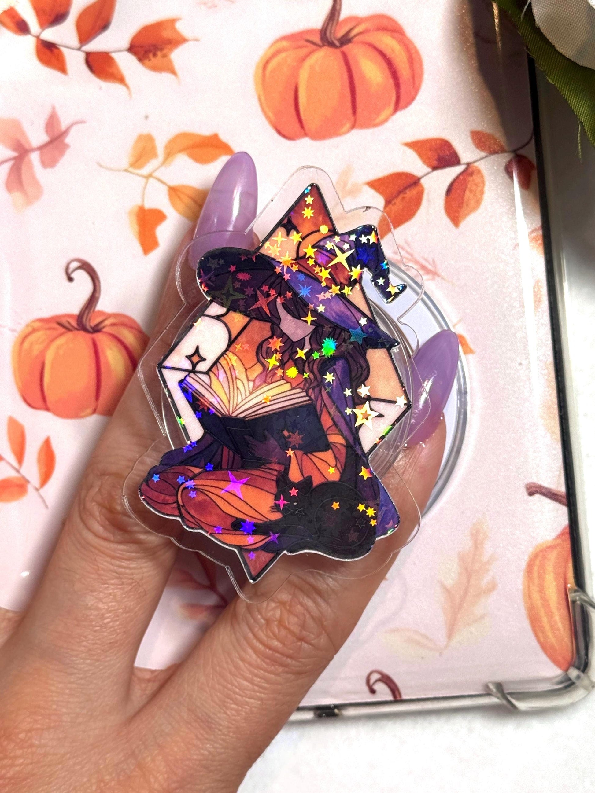 Witch MagSafe Phone Grip: Holographic Book Reader Accessory