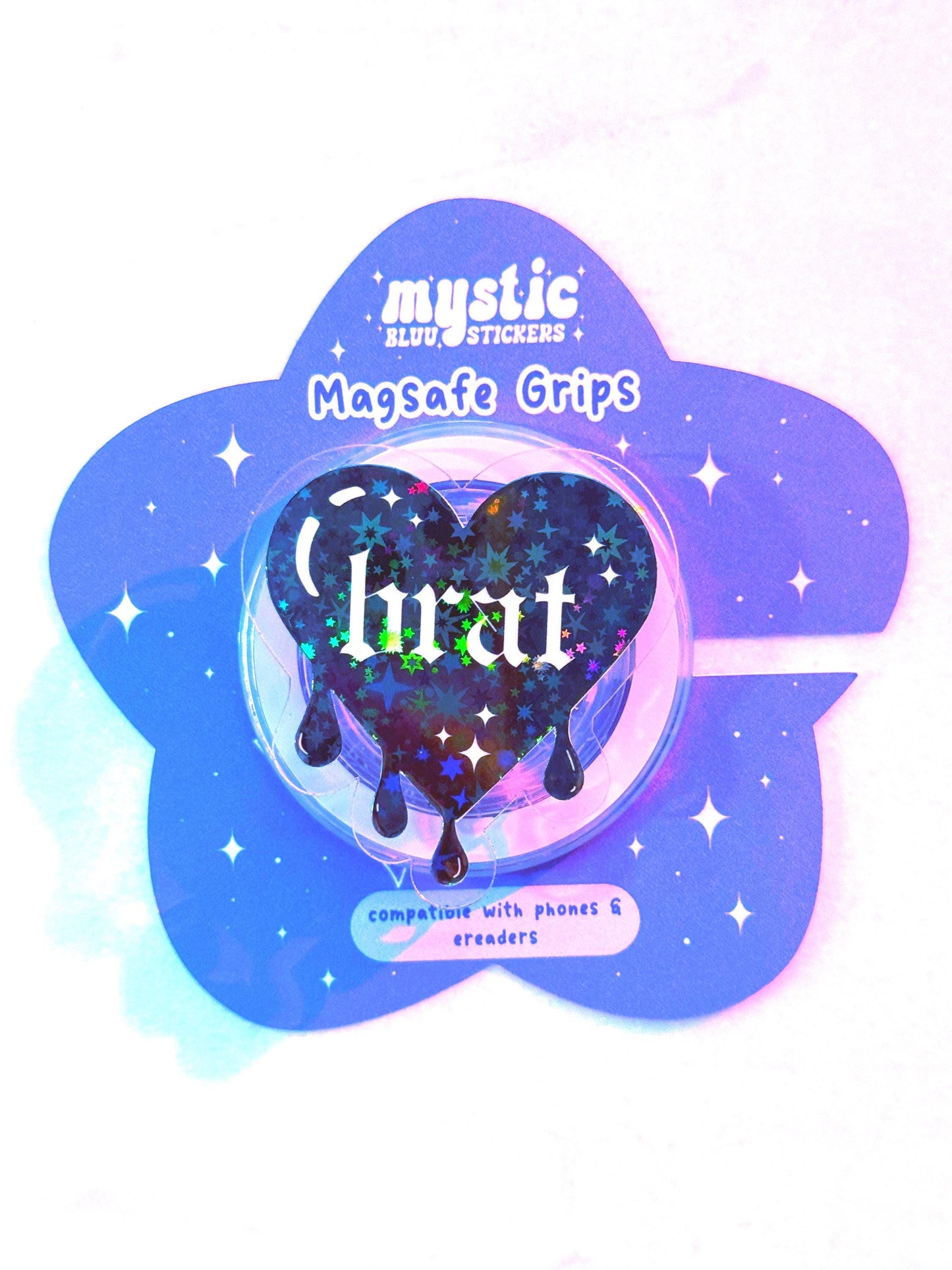 Brat Gothic Heart Acrylic Flat Back – DIY Phone Grip & Badge Reel Accessory