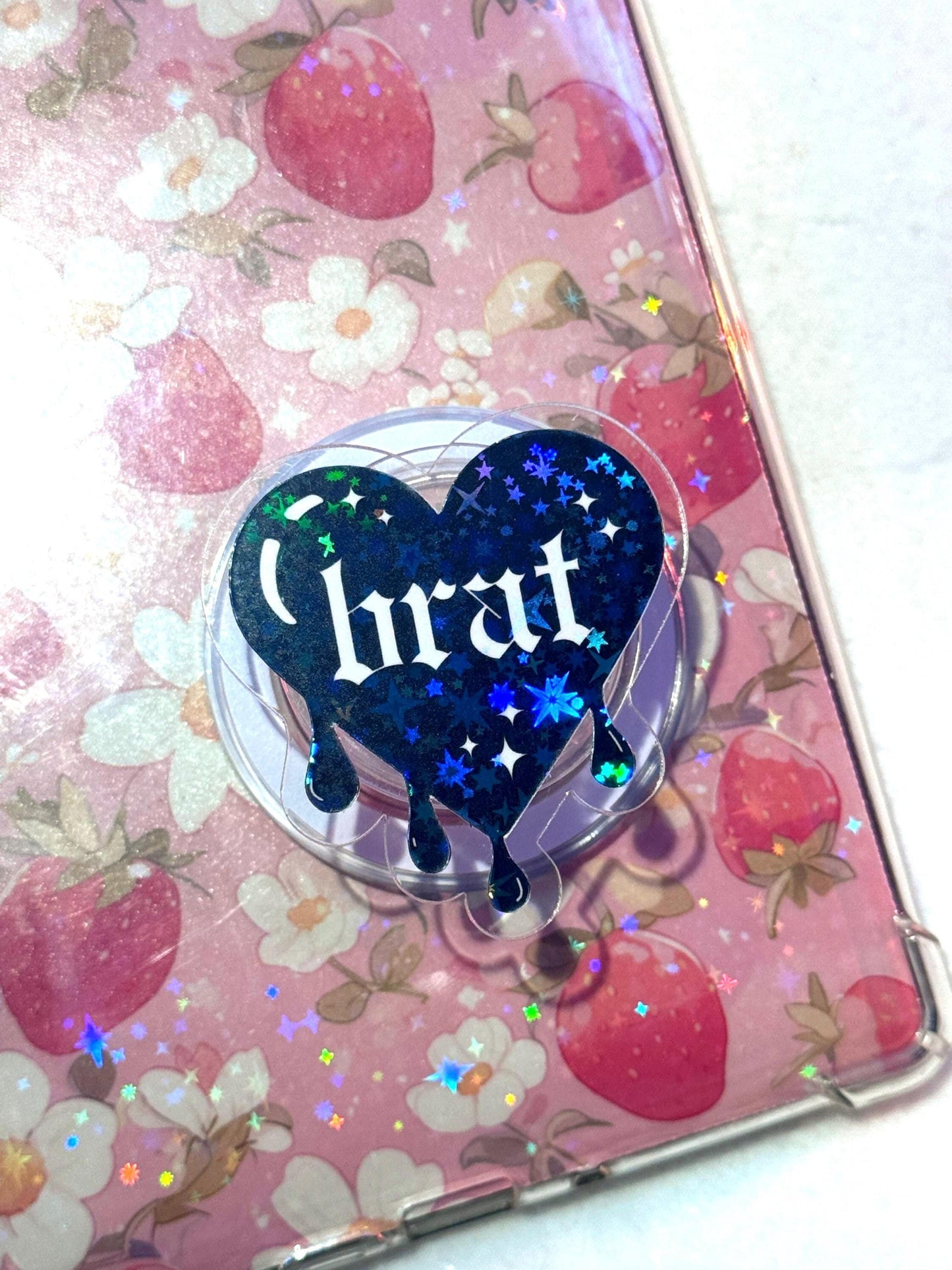 Brat Gothic Heart Acrylic Flat Back – DIY Phone Grip & Badge Reel Accessory