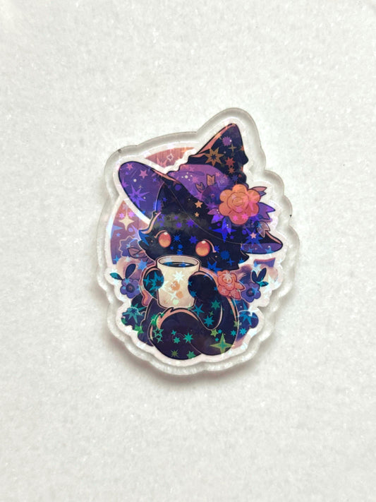 Witch Cat Cabochon: Holographic or Matte Acrylic Flatback