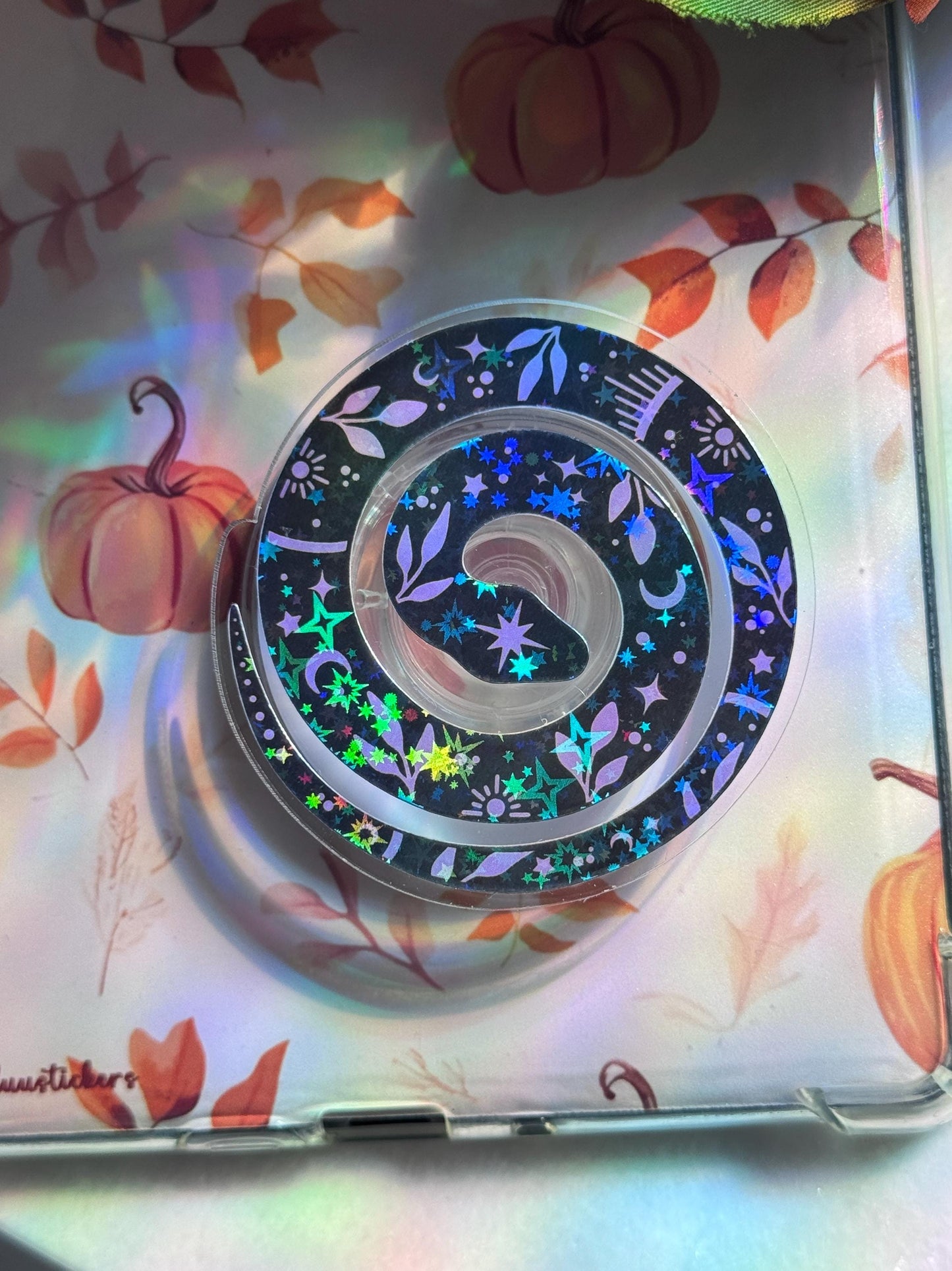 Celestial Snake MagSafe Phone Kindle Grip: Holographic Witchy Book Reader Accessory