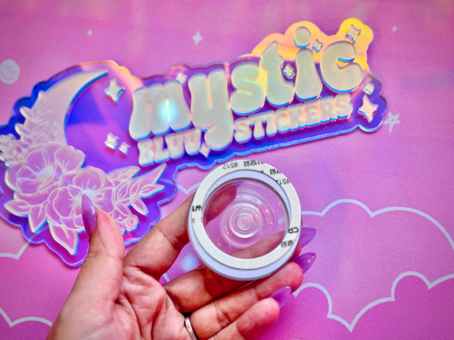 Ghost Cat Phone Grip with Magnetic Ring – Pink, Purple, Orange or White Kawaii Cat MagSafe Grip