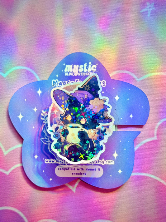 Witch Cat Kindle MagSafe Grip – Cozy Magic Mug Cat Phone Grip With Magnetic Ring