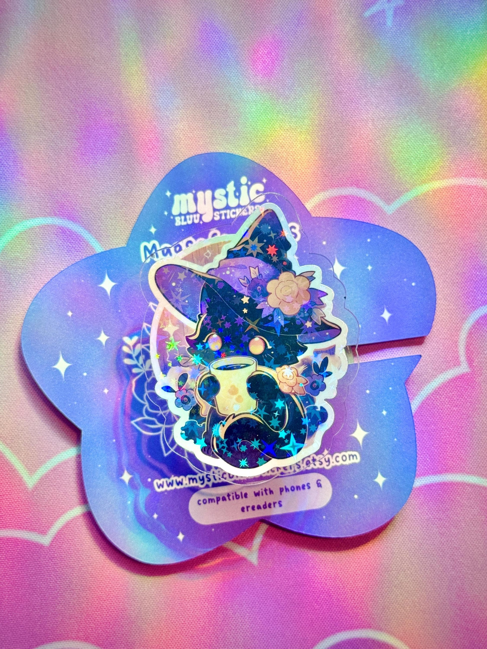 Witch Cat Kindle MagSafe Grip – Cozy Magic Mug Cat Phone Grip With Magnetic Ring