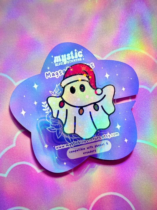 Christmas Ghost Phone Grip : Santa Hat MagSafe Holder for Phones and E-Readers