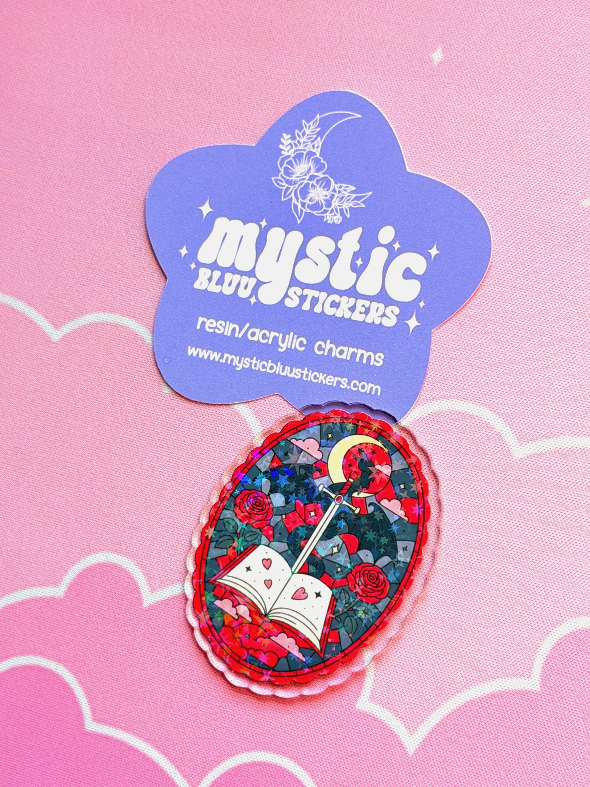 Dragon Sword Book Acrylic Flatback Cabochon: Fantasy Craft Supply