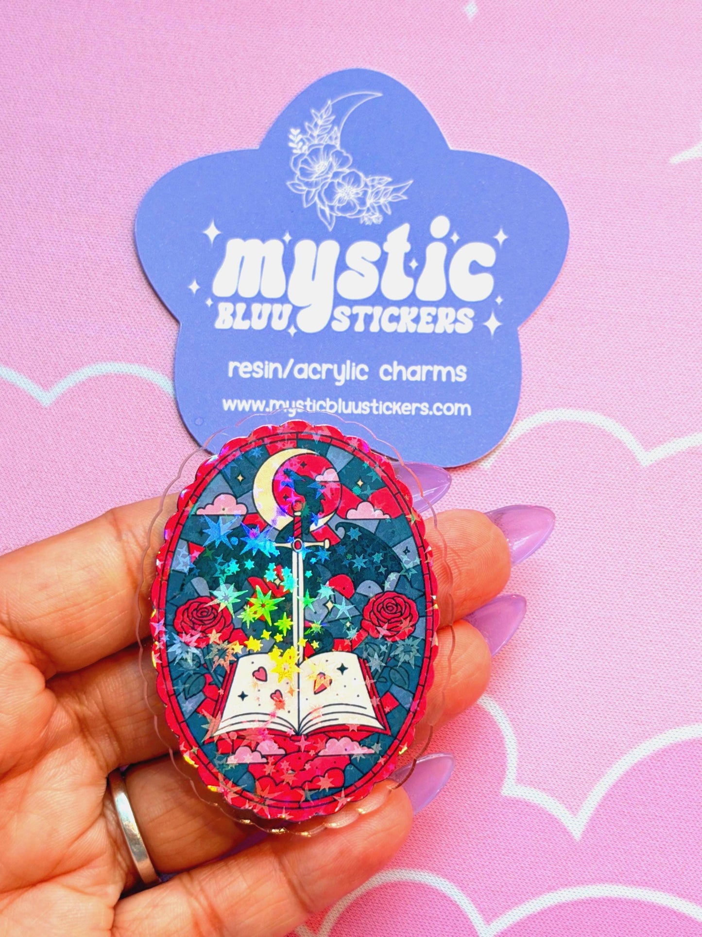 Dragon Sword Book Acrylic Flatback Cabochon: Fantasy Craft Supply