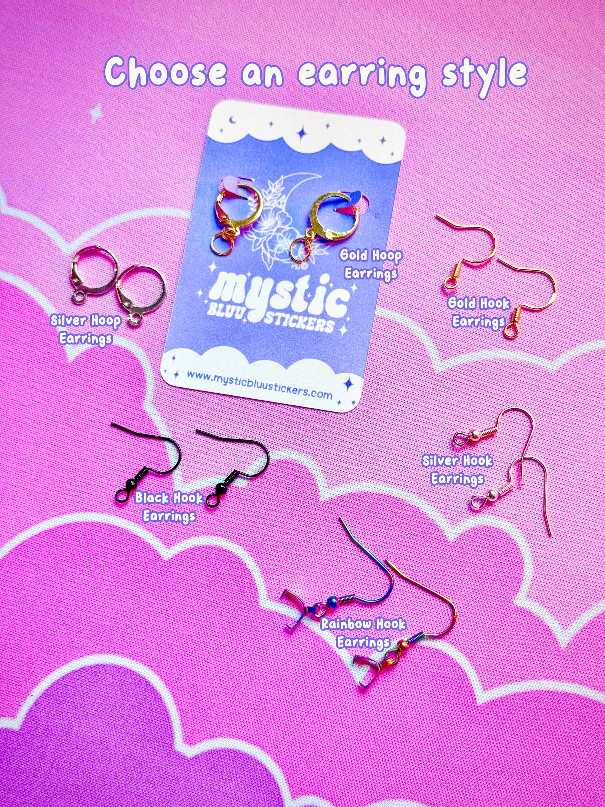 Ghost Cottage Earrings: Holographic House Dangle Hoop or Hook Style