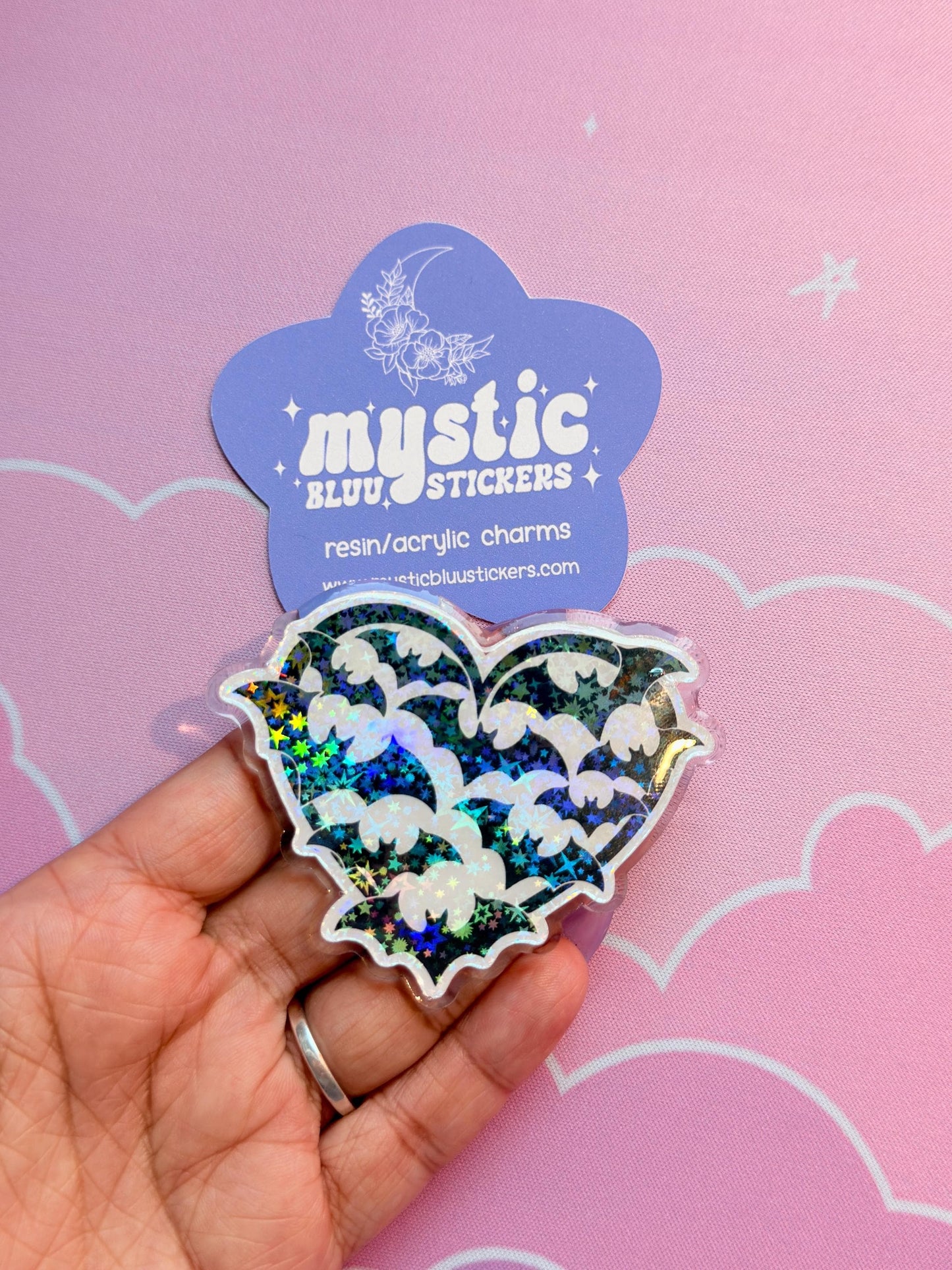 Bat Cluster Cabochon: Acrylic Halloween Heart Craft Supply