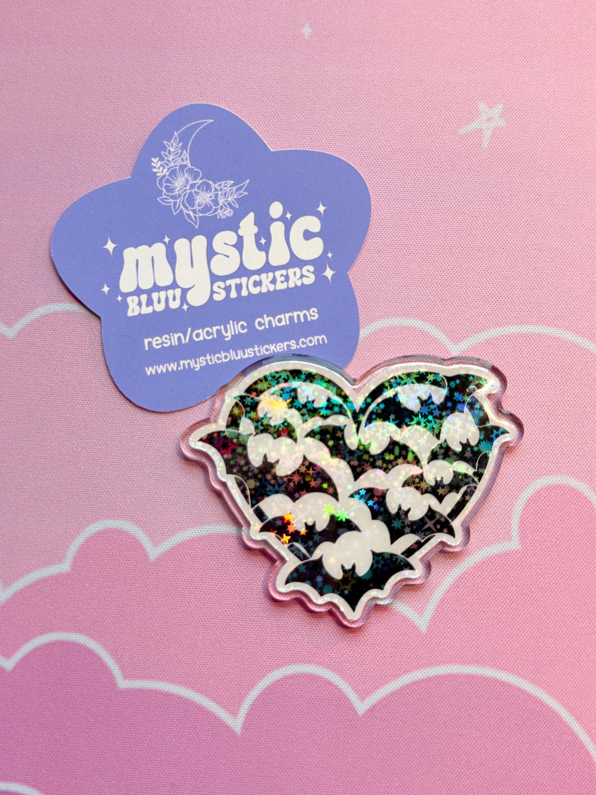 Bat Cluster Cabochon: Acrylic Halloween Heart Craft Supply