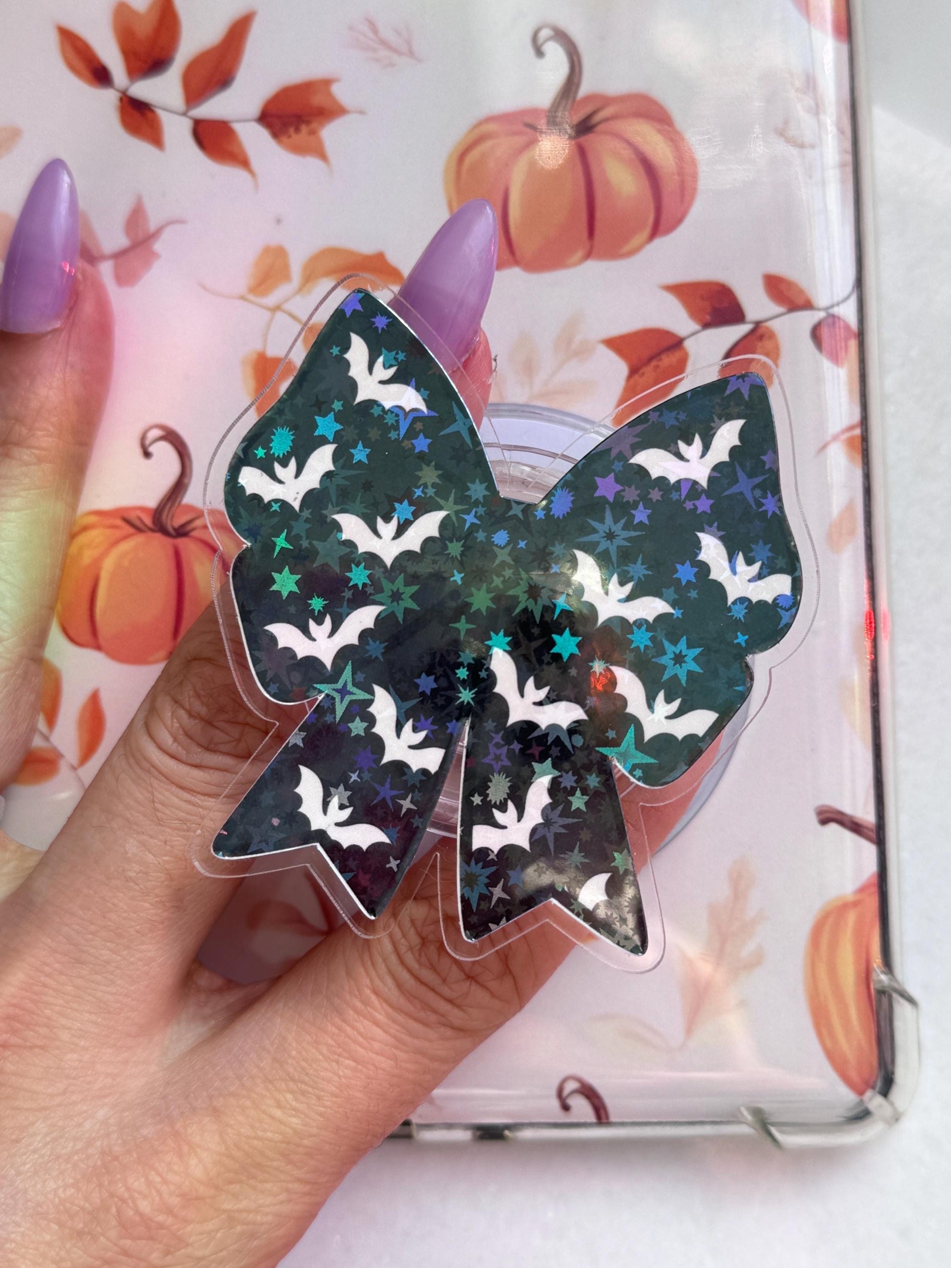 Bat Bow MagSafe Phone Grip: Spooky Bookish E-Reader Accessory