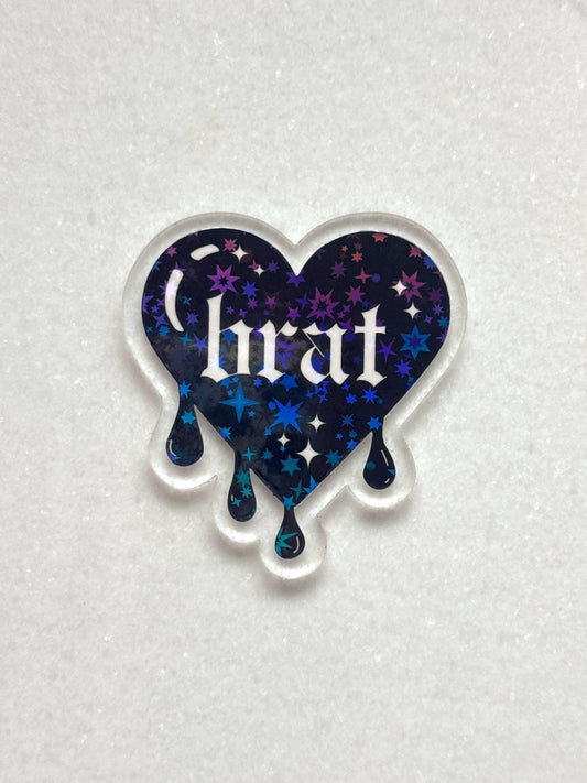 Brat Gothic Heart Acrylic Flat Back – DIY Phone Grip & Badge Reel Accessory