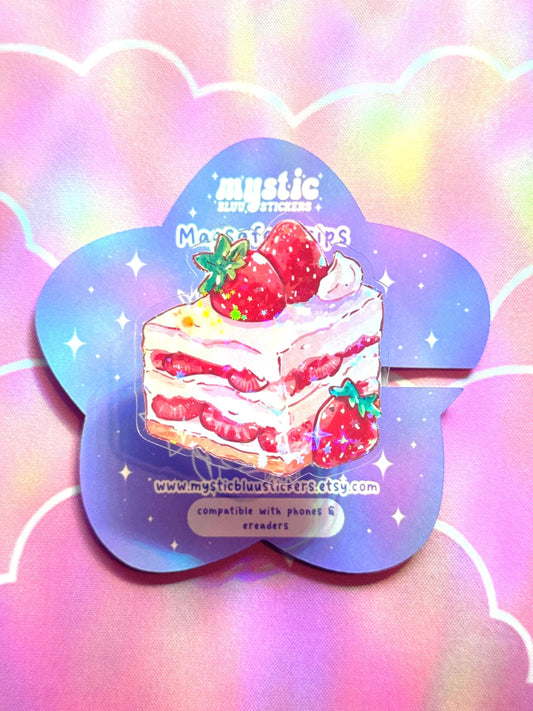 Strawberry Shortcake Phone Grip with Magnetic Ring – Cute Dessert MagSafe Grip