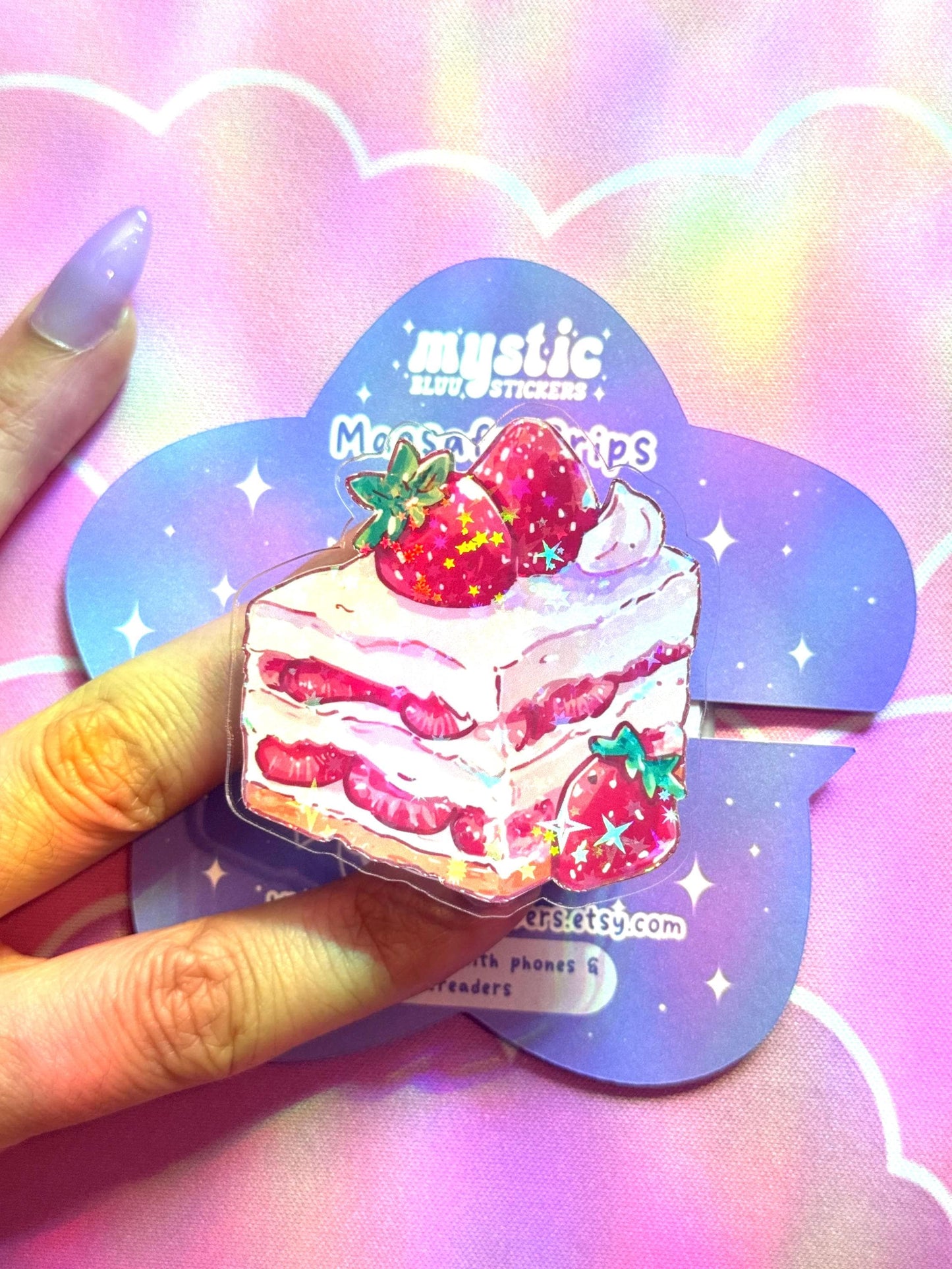 Strawberry Shortcake Phone Grip with Magnetic Ring – Cute Dessert MagSafe Grip