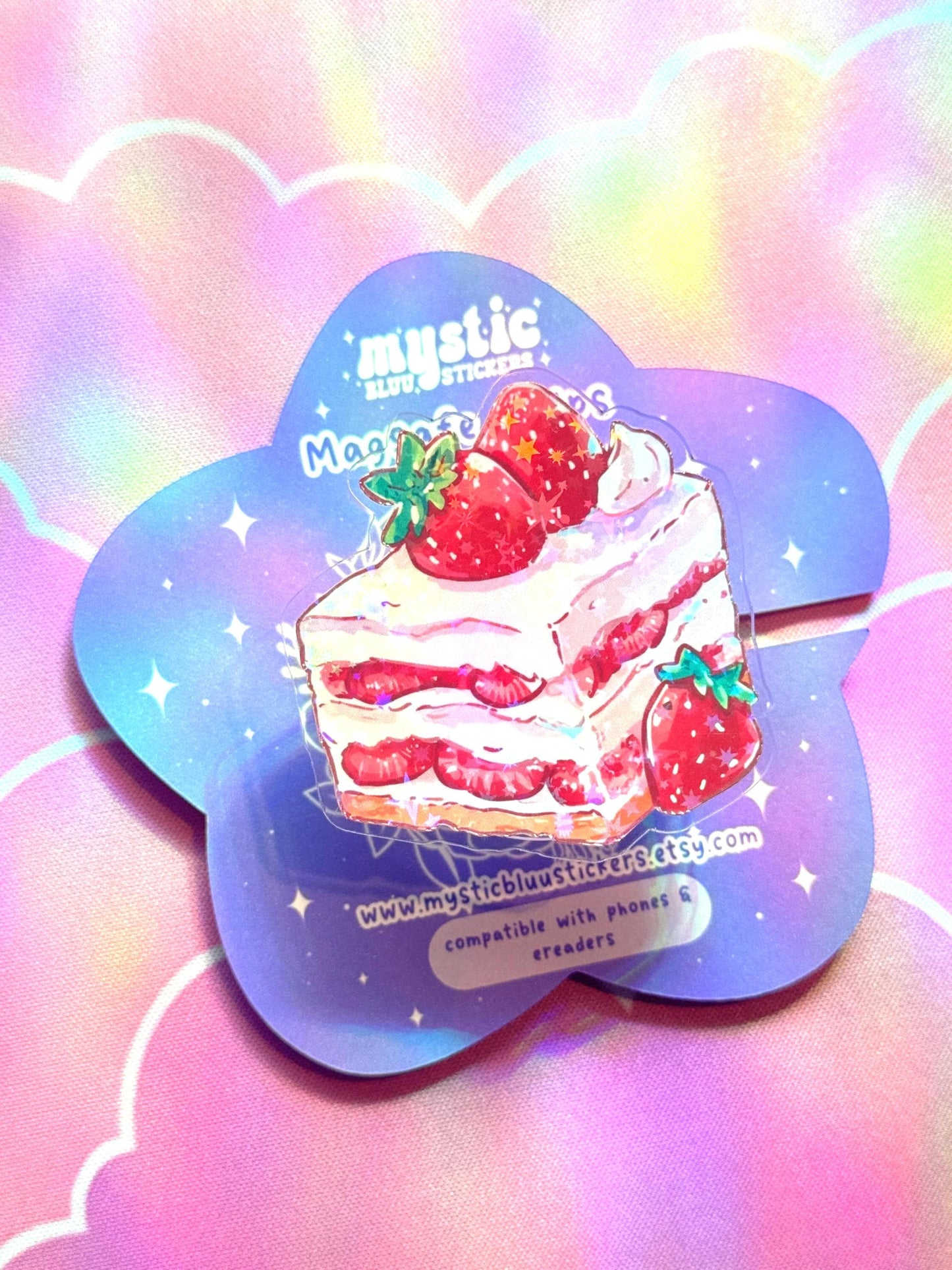 Strawberry Shortcake Phone Grip with Magnetic Ring – Cute Dessert MagSafe Grip
