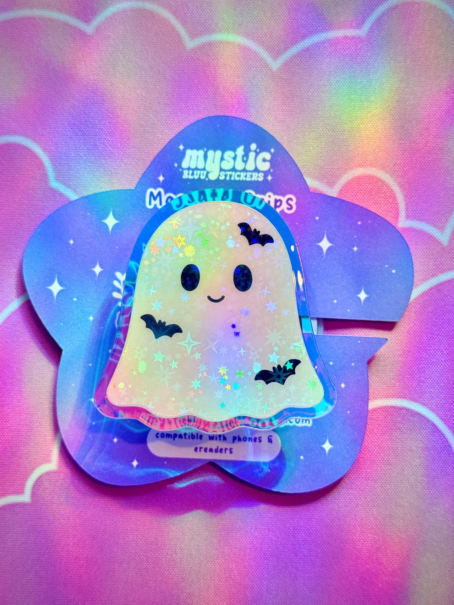 Ghost MagSafe Kindle Grip – Cute Spooky Bat Phone Grip With Magnetic Ring