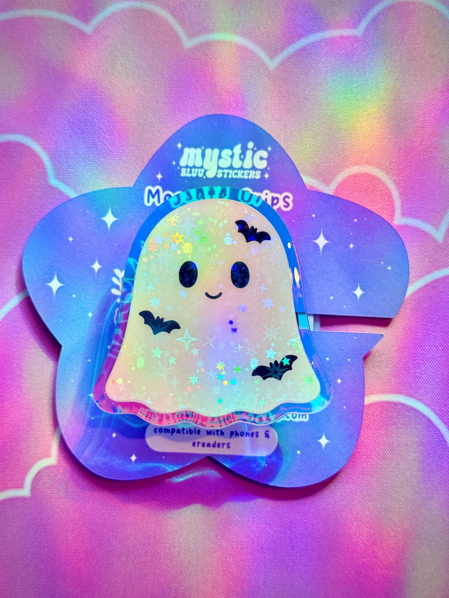 Ghost MagSafe Kindle Grip – Cute Spooky Bat Phone Grip With Magnetic Ring