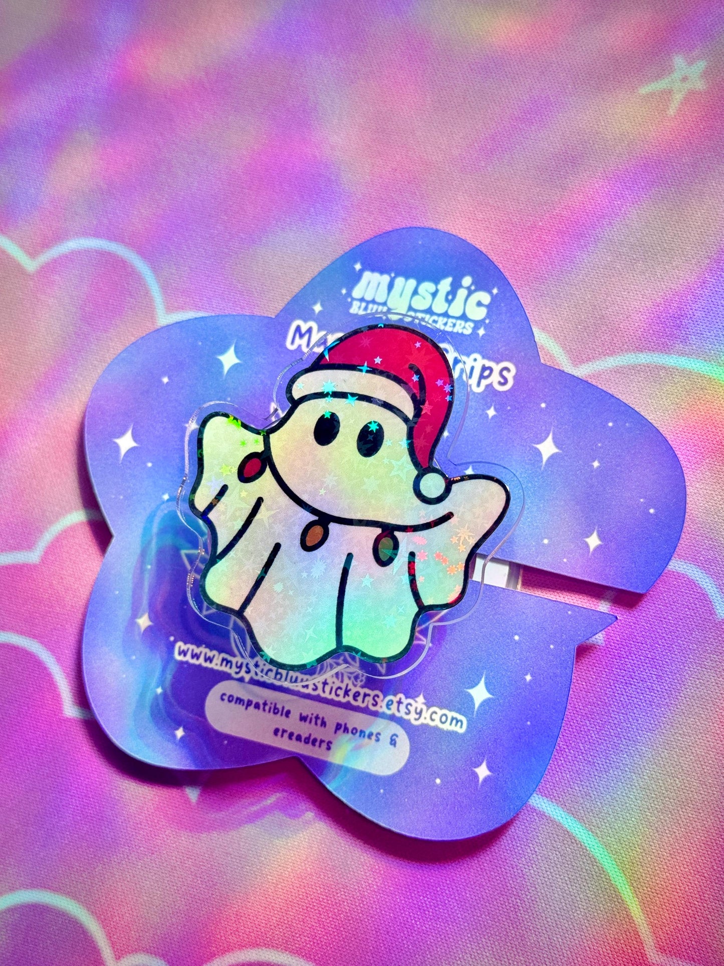 Christmas Ghost Phone Grip : Santa Hat MagSafe Holder for Phones and E-Readers