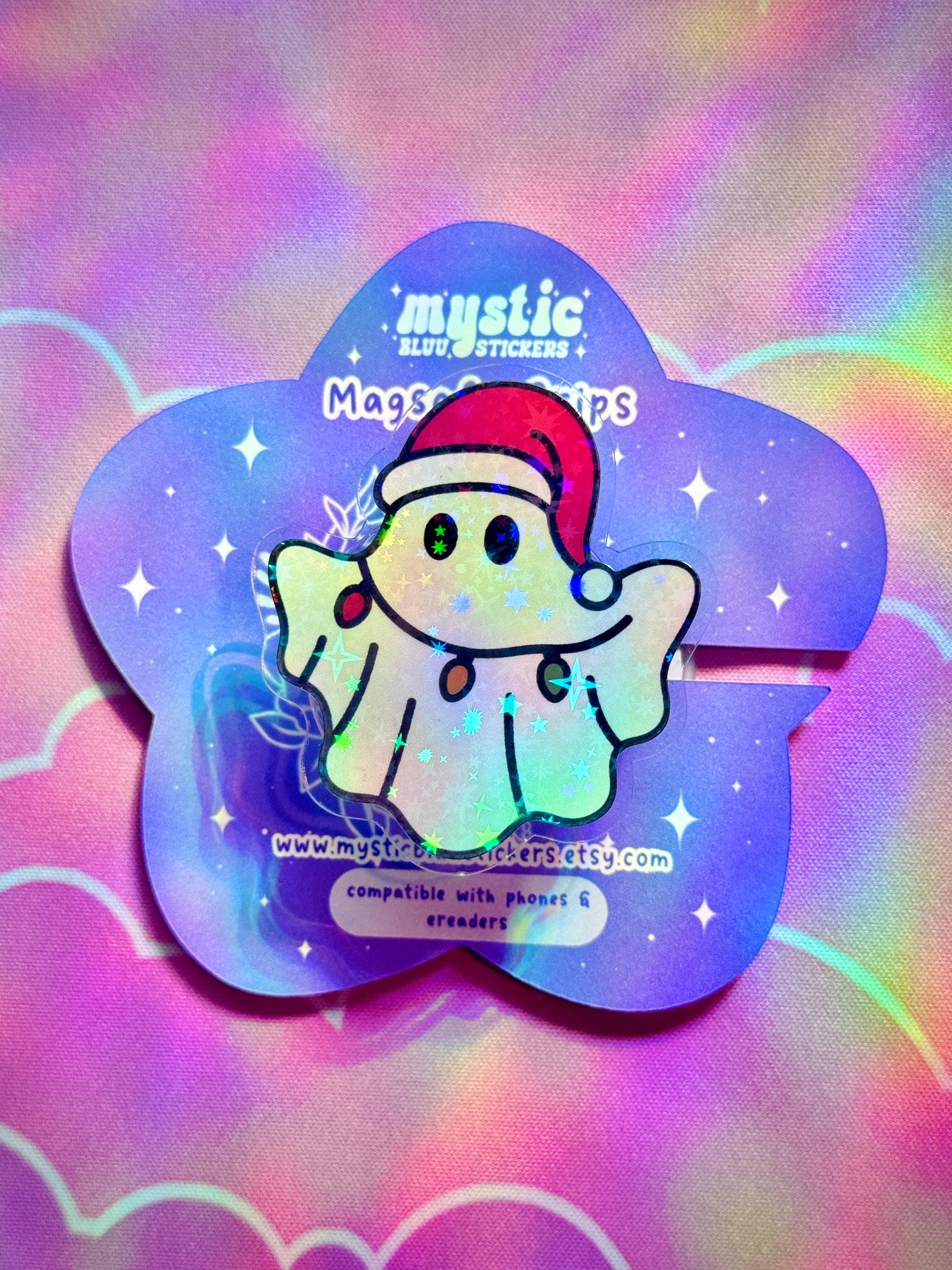 Christmas Ghost Phone Grip : Santa Hat MagSafe Holder for Phones and E-Readers