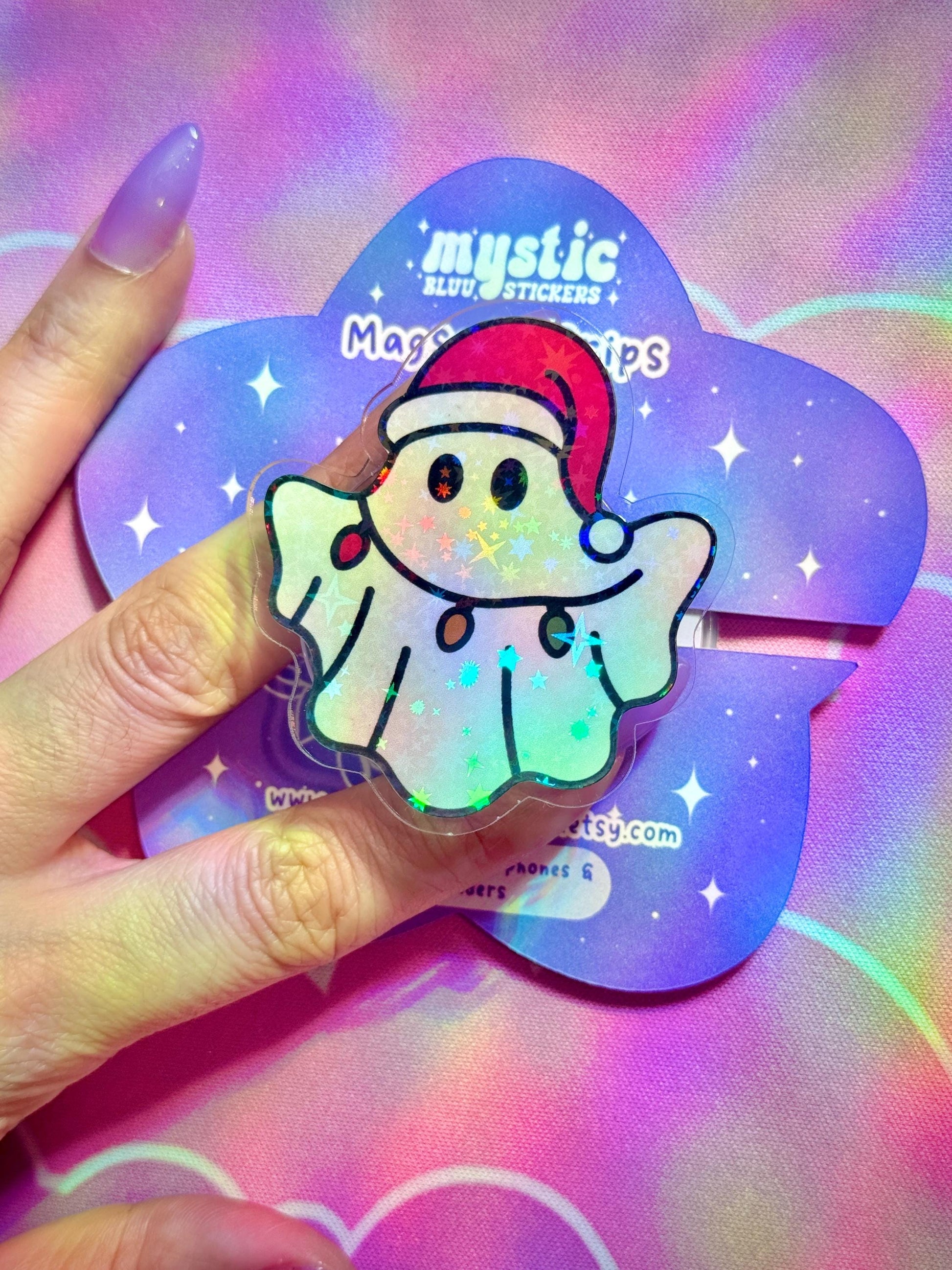 Christmas Ghost Phone Grip : Santa Hat MagSafe Holder for Phones and E-Readers