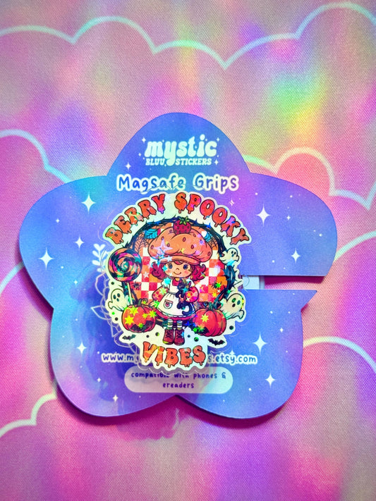 Berry Spooky Vibes Phone Grip : Halloween MagSafe Holder with Pumpkins and Ghosts