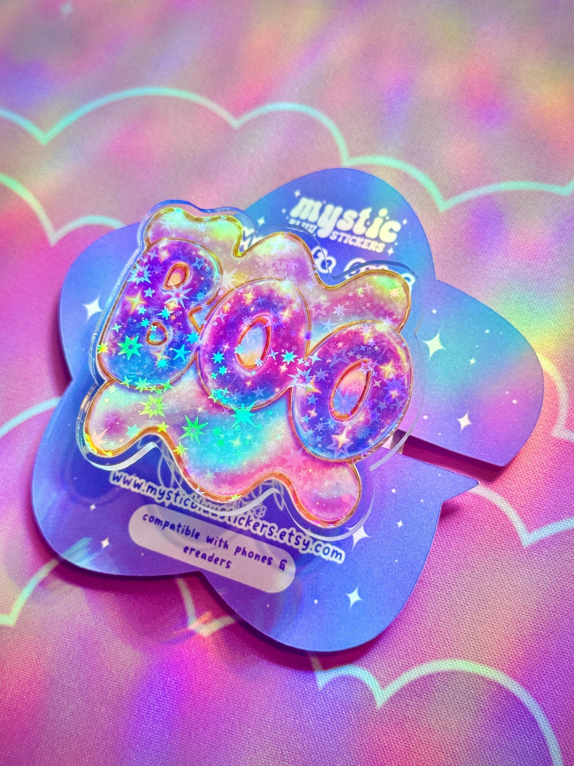 Galaxy BOO Phone Grip: Spooky Holographic MagSafe Holder