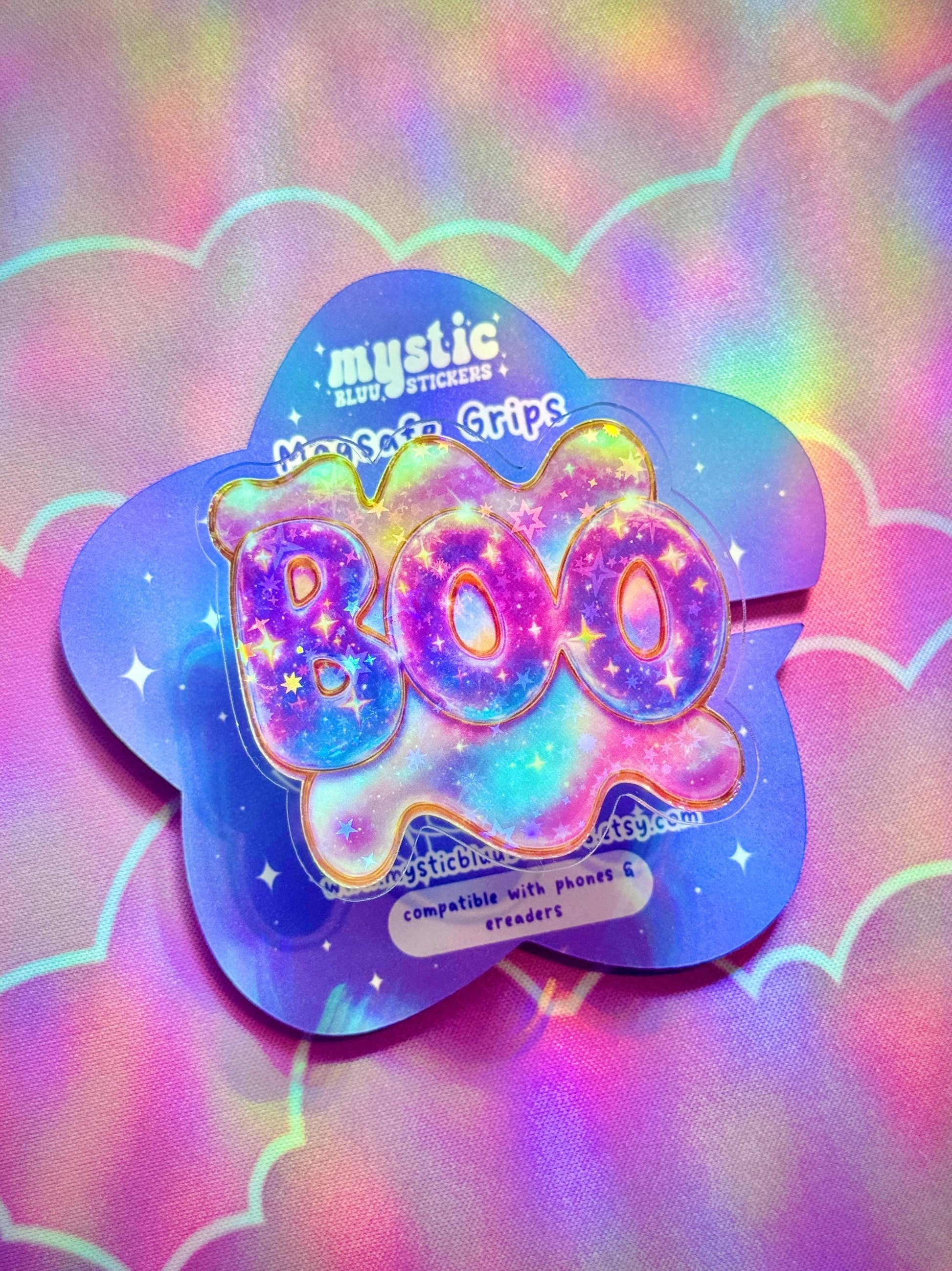 Galaxy BOO Phone Grip: Spooky Holographic MagSafe Holder