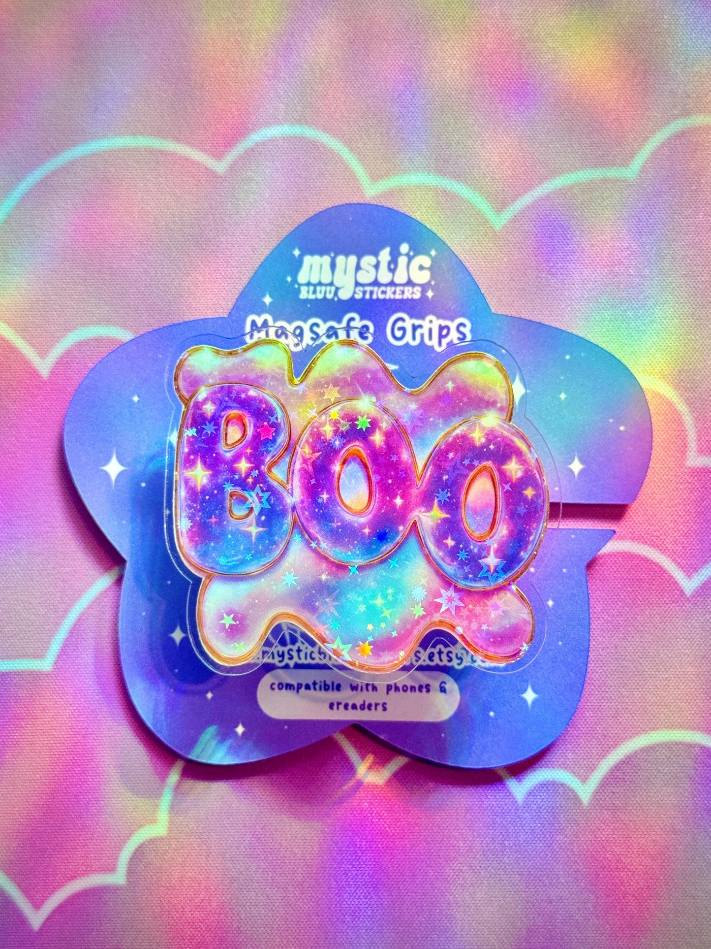 Galaxy BOO Phone Grip: Spooky Holographic MagSafe Holder